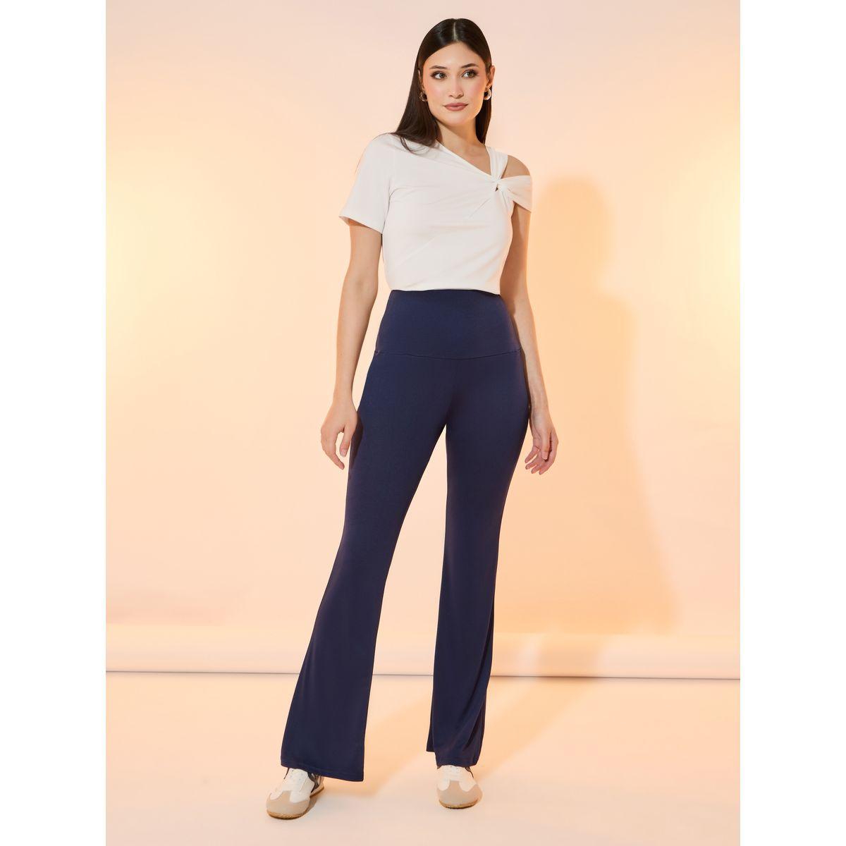 Take Two Solid High Rise Elasticated Waistband Flared Legging-women-clothing-bottoms-leggings-image-1