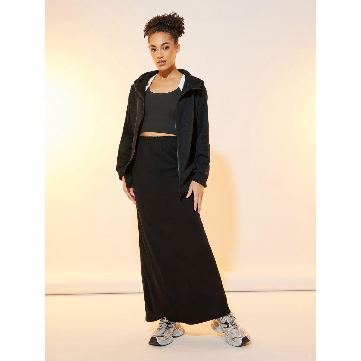 Take Two Solid Hooded Zipper Jacket and Skirts Co-Ords Set-women-clothing-coordsets-image-1