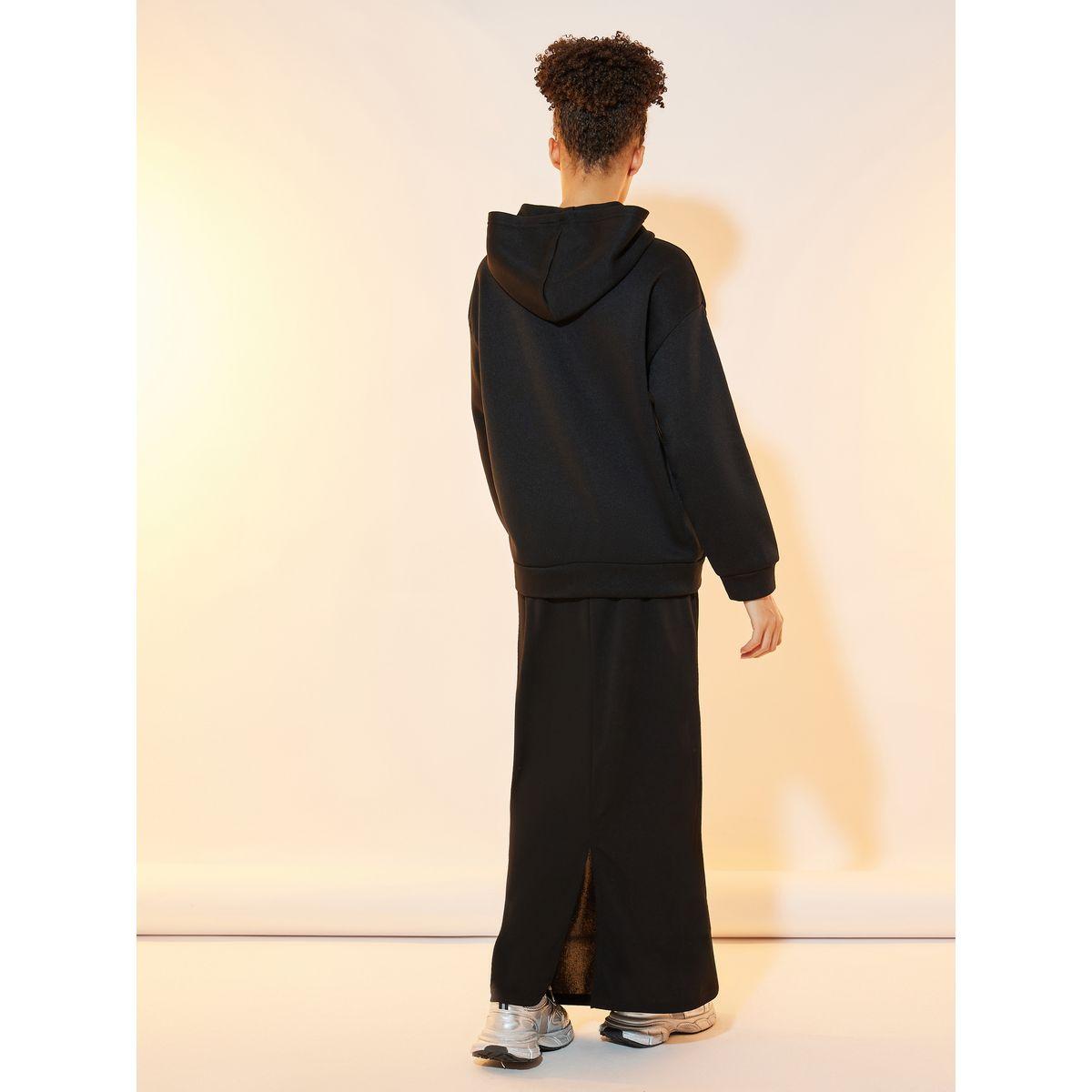 Take Two Solid Hooded Zipper Jacket and Skirts Co-Ords Set-women-clothing-coordsets-image-7