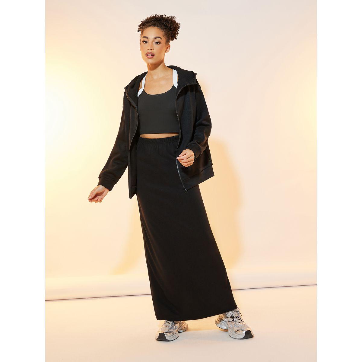 Take Two Solid Hooded Zipper Jacket and Skirts Co-Ords Set-women-clothing-coordsets-image-8