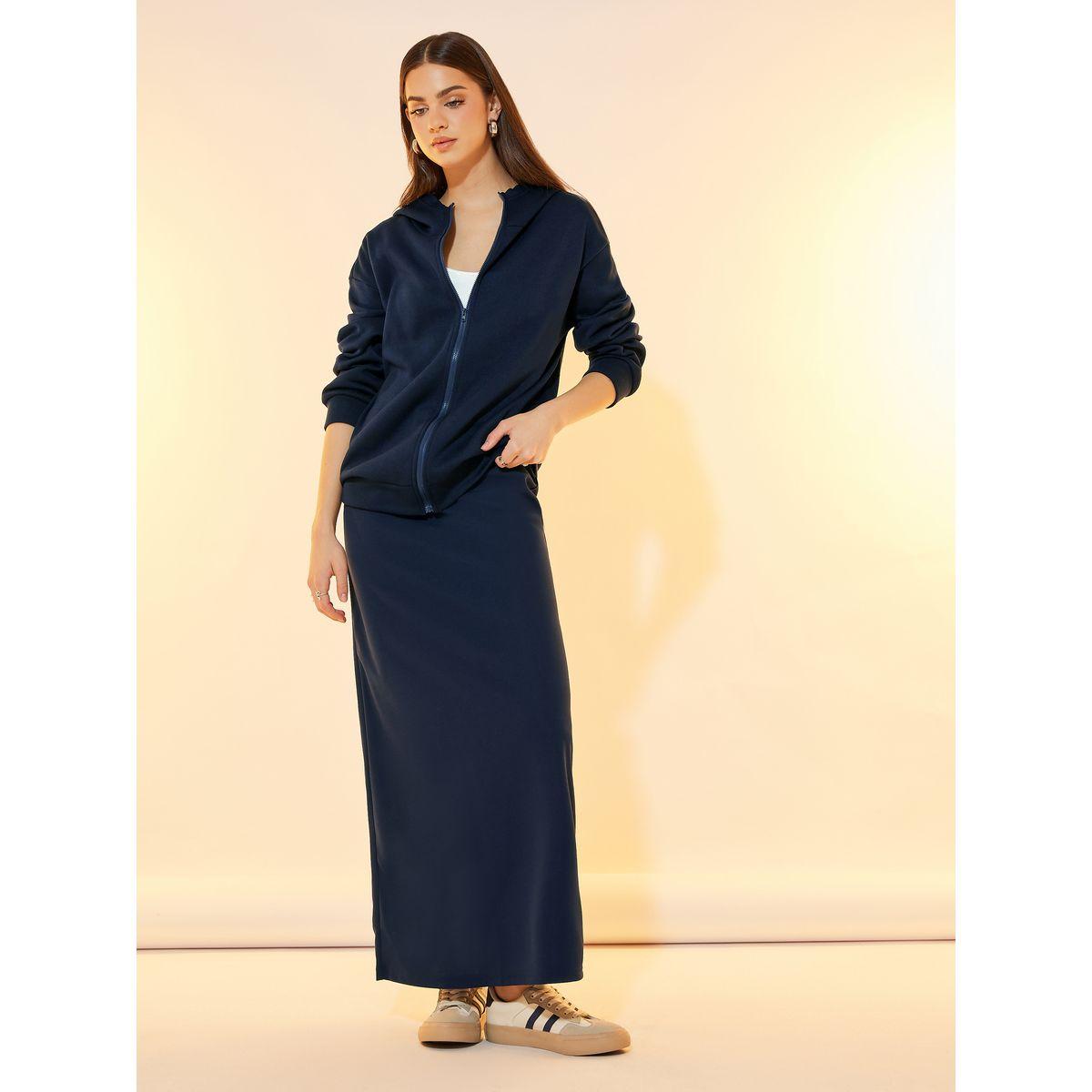 Take Two Solid Hooded Zipper Jacket and Skirts Co-Ords Set-women-clothing-coordsets-image-7
