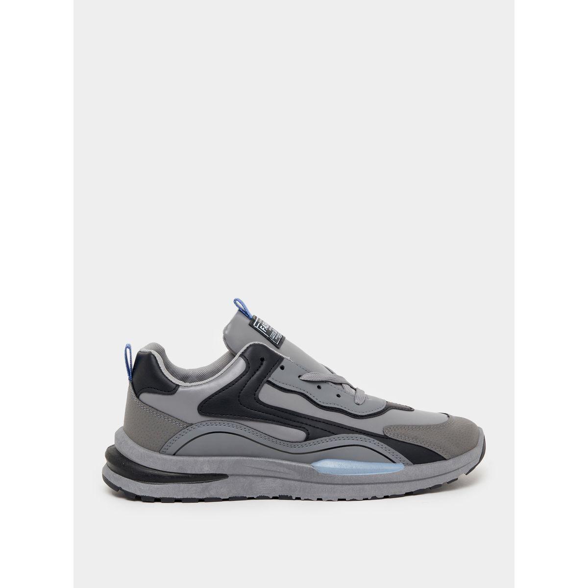 Styli Textured Contrast Panel Lace Up Sneakers-men-shoes-sneakers-image-1