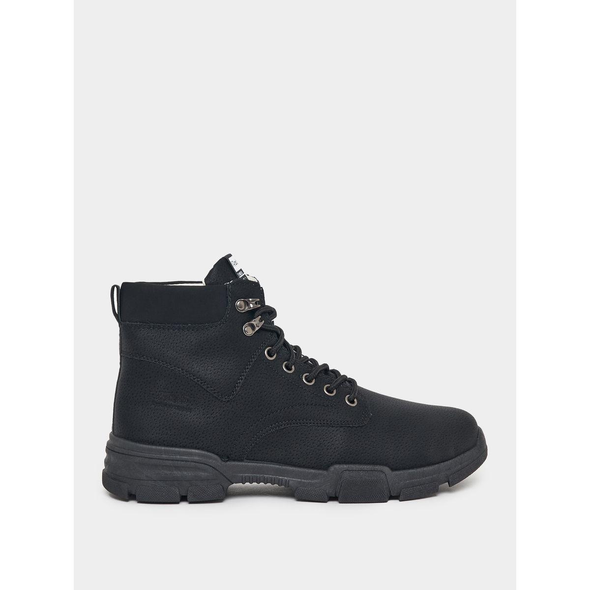 Styli Textured Stitch Detail Lace Up Ankle Boots-men-shoes-boots-image-1