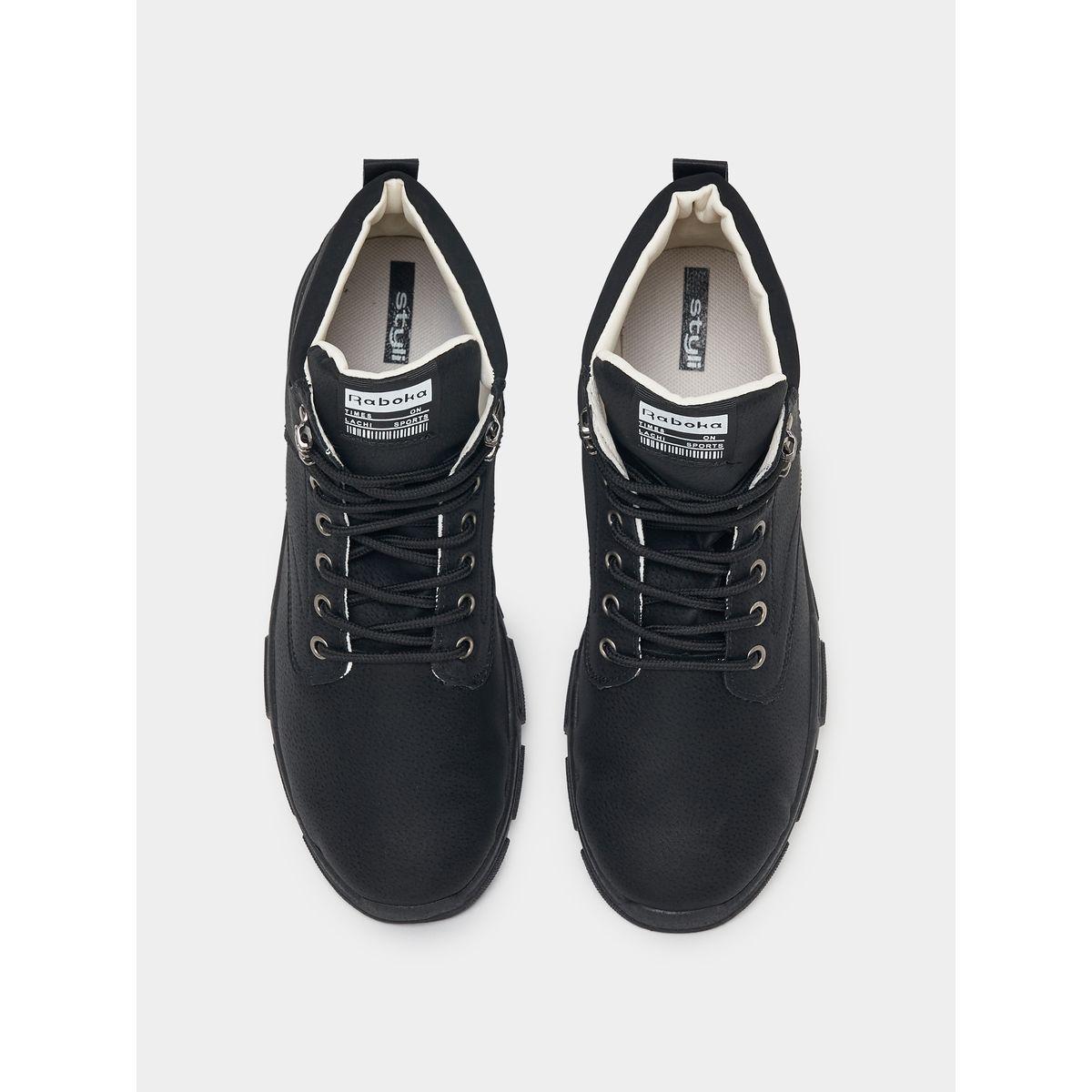 Styli Textured Stitch Detail Lace Up Ankle Boots-men-shoes-boots-image-5