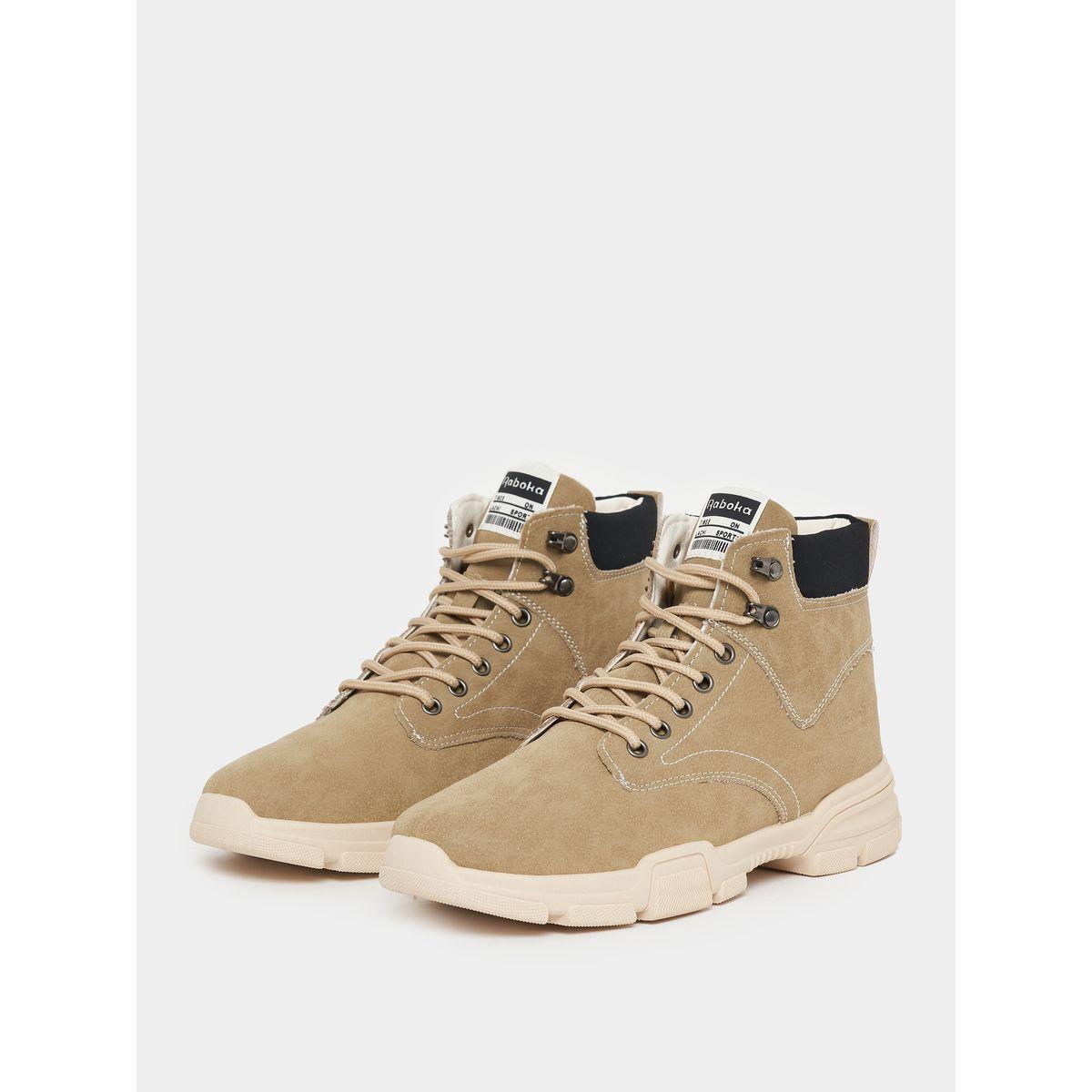 Styli Textured Stitch Detail Lace Up Ankle Boots-men-shoes-boots-image-2