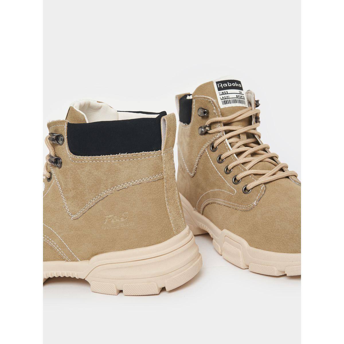 Styli Textured Stitch Detail Lace Up Ankle Boots-men-shoes-boots-image-4