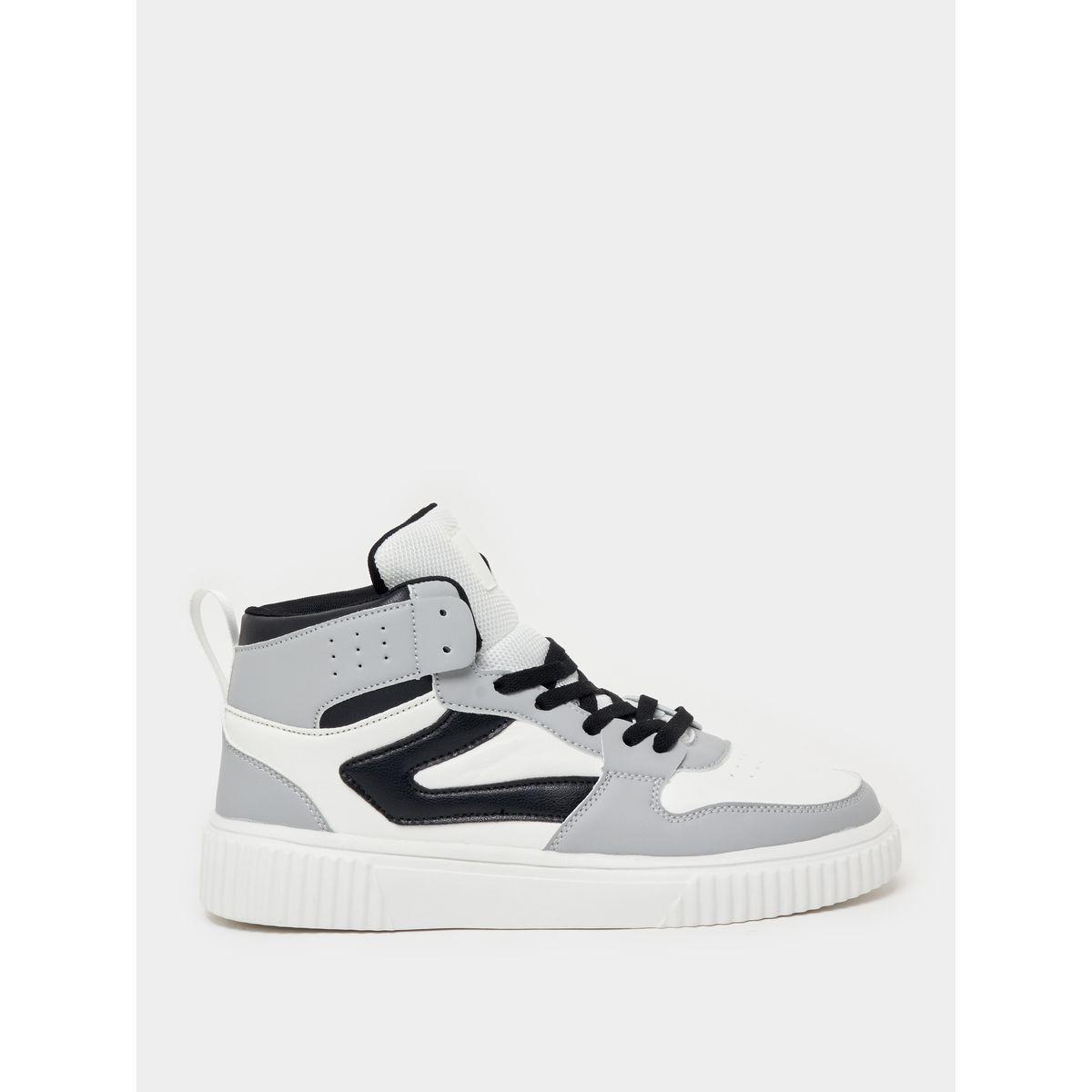 Styli Color Block Hi-Top Lace Up Skateboarding Shoes-men-shoes-sneakers-image-1