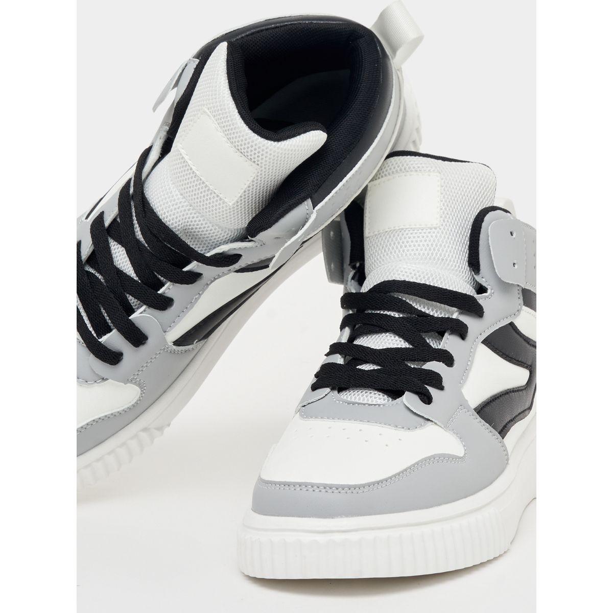 Styli Color Block Hi-Top Lace Up Skateboarding Shoes-men-shoes-sneakers-image-3