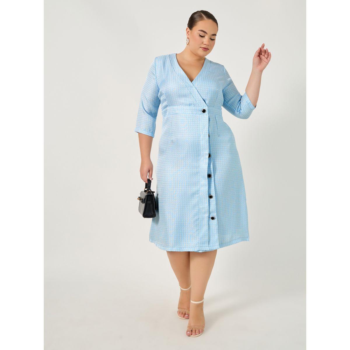 فستان ميدي بمقاس كبير وتفاصيل بارزة الملمس-women-clothing-dresses-image-2