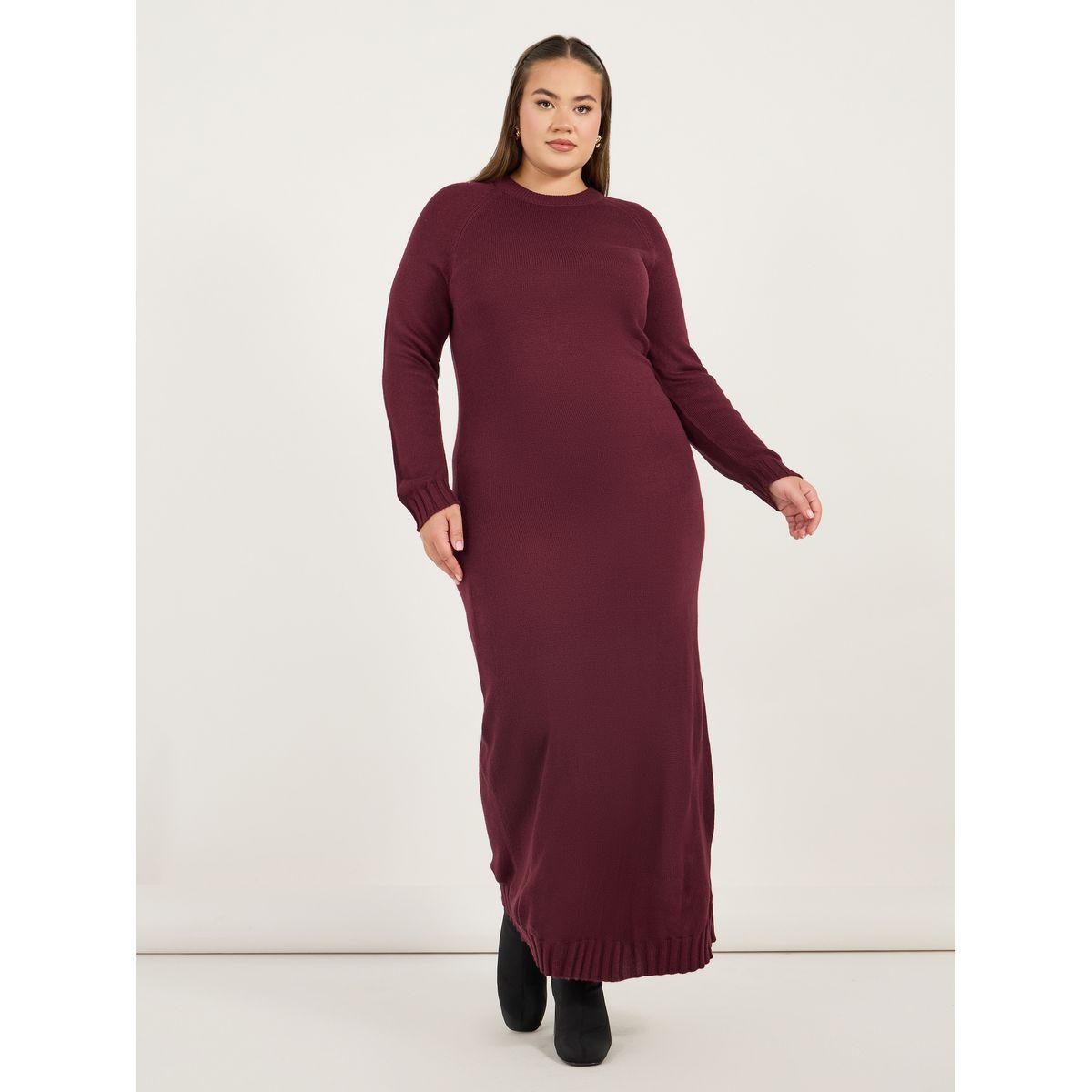 فستان طويل سادة بمقاس كبير وأكمام طويلة-women-clothing-dresses-image-3