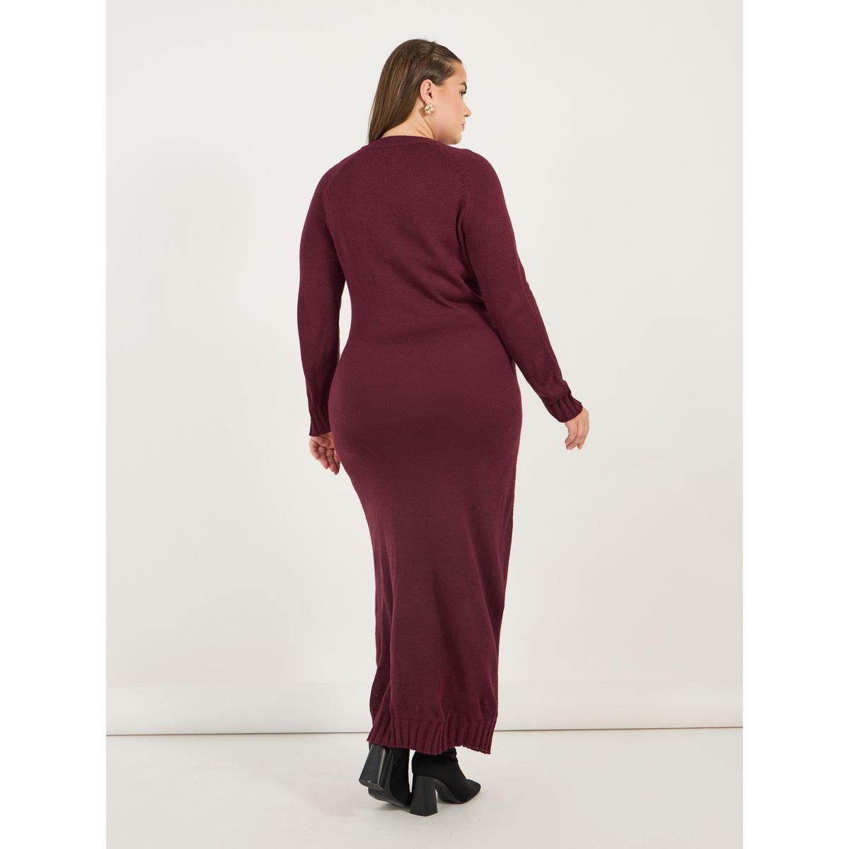 Styli Plus Size Solid Long Sleeve Sweater Maxi Dress-women-clothing-dresses-image-6