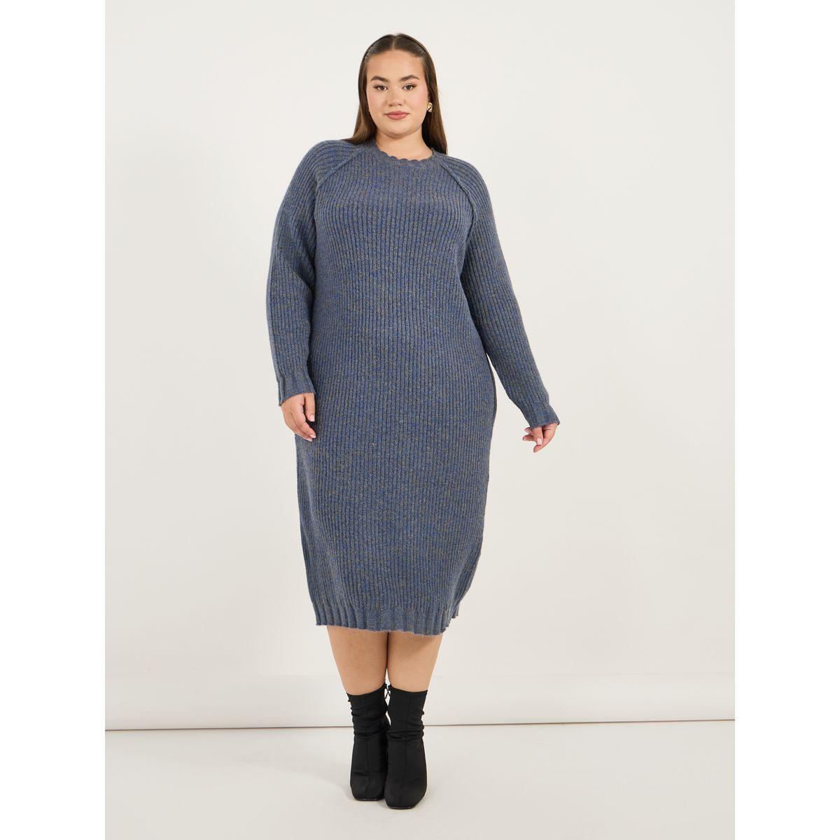 Styli Plus Size Rib Knit Long Sleeve Sweater Midi Dress-women-clothing-dresses-image-4