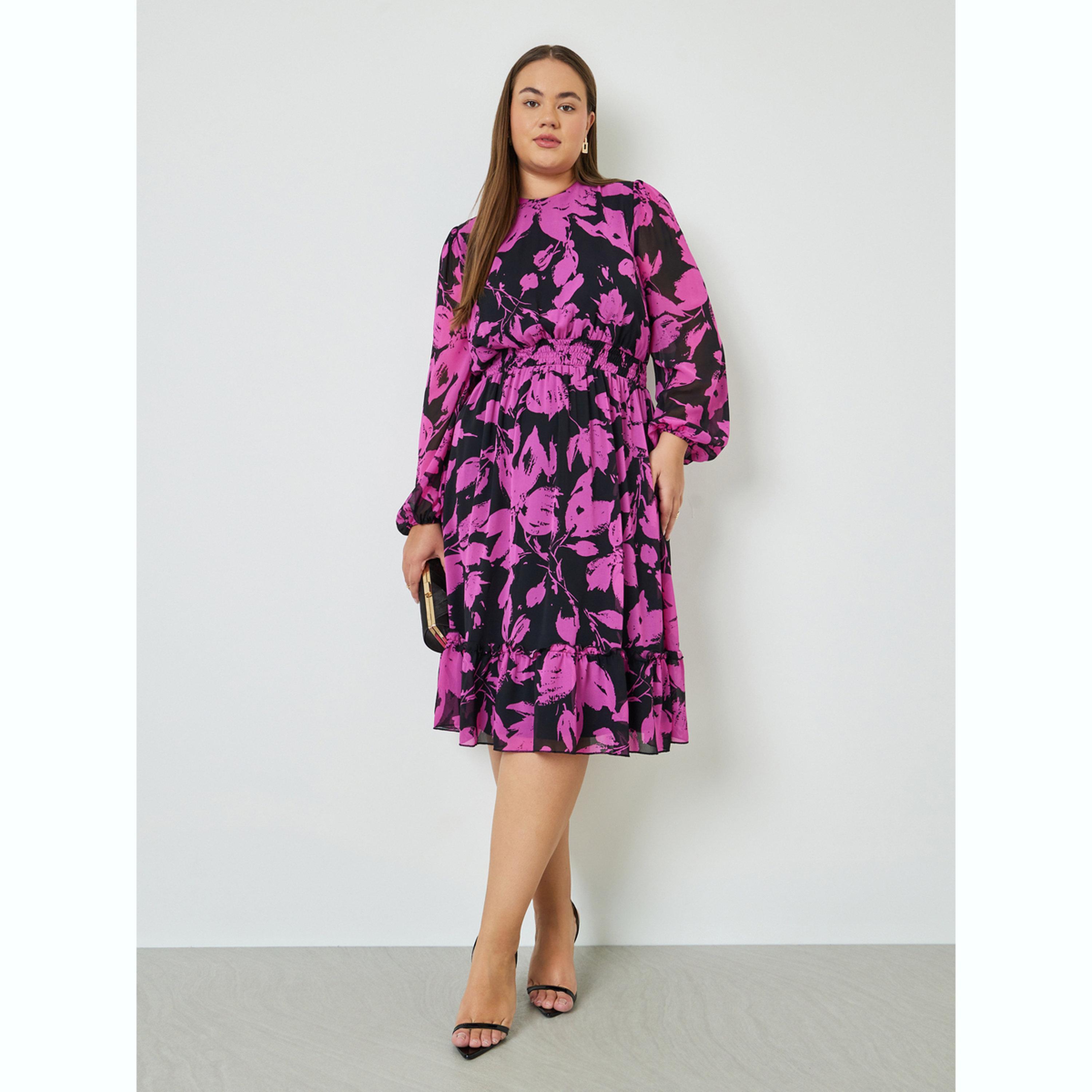 فستان ميدي متوسط الطول بطبعة كاملة بمقاس كبير-women-clothing-dresses-image-3