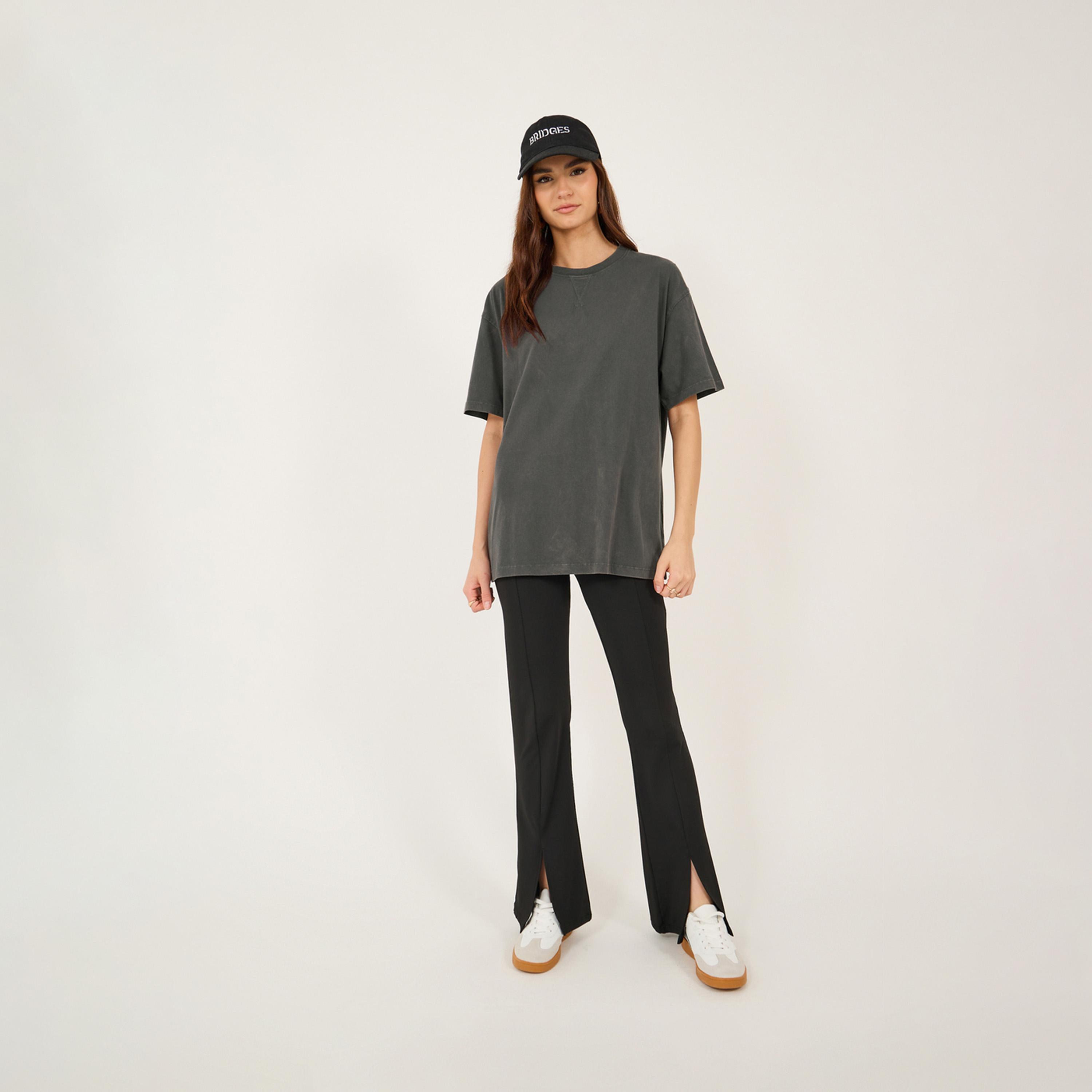 ستايلي - تي شيرت باهت ذو رقبة مستديرة كبير الحجم-women-clothing-tshirts-image-2
