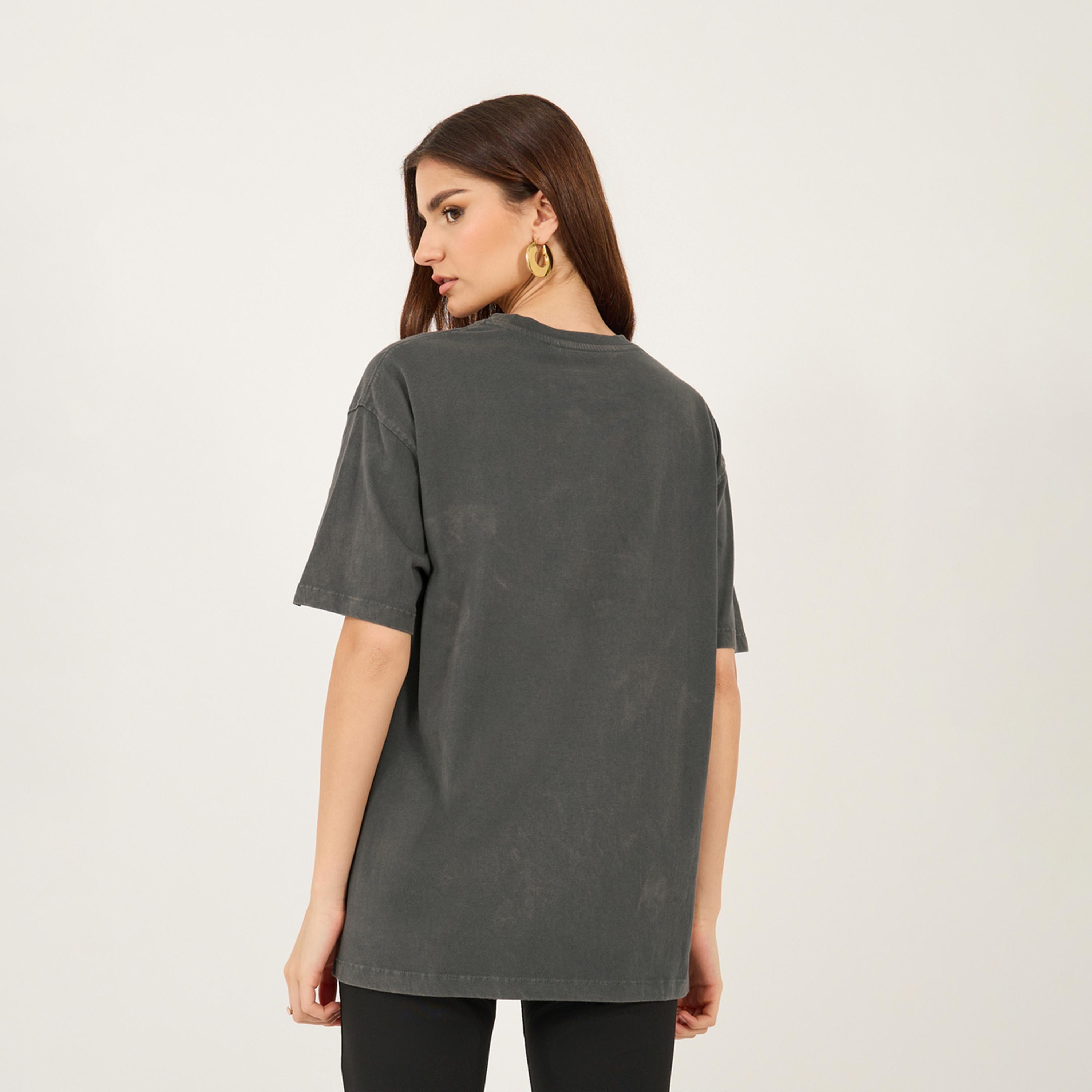 ستايلي - تي شيرت باهت ذو رقبة مستديرة كبير الحجم-women-clothing-tshirts-image-4