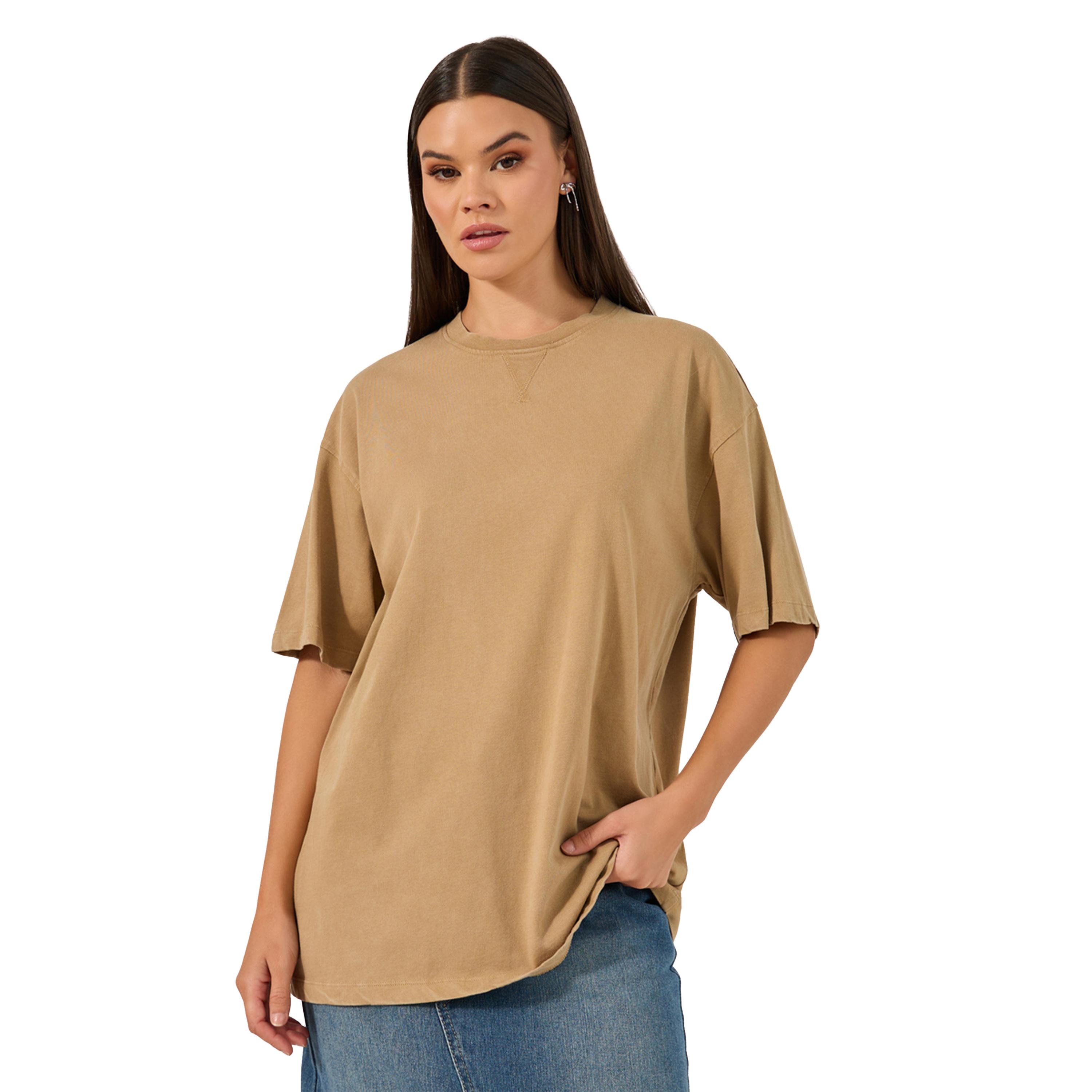 Styli Solid Oversized Round Neck T-Shirt-women-clothing-tshirts-image-1