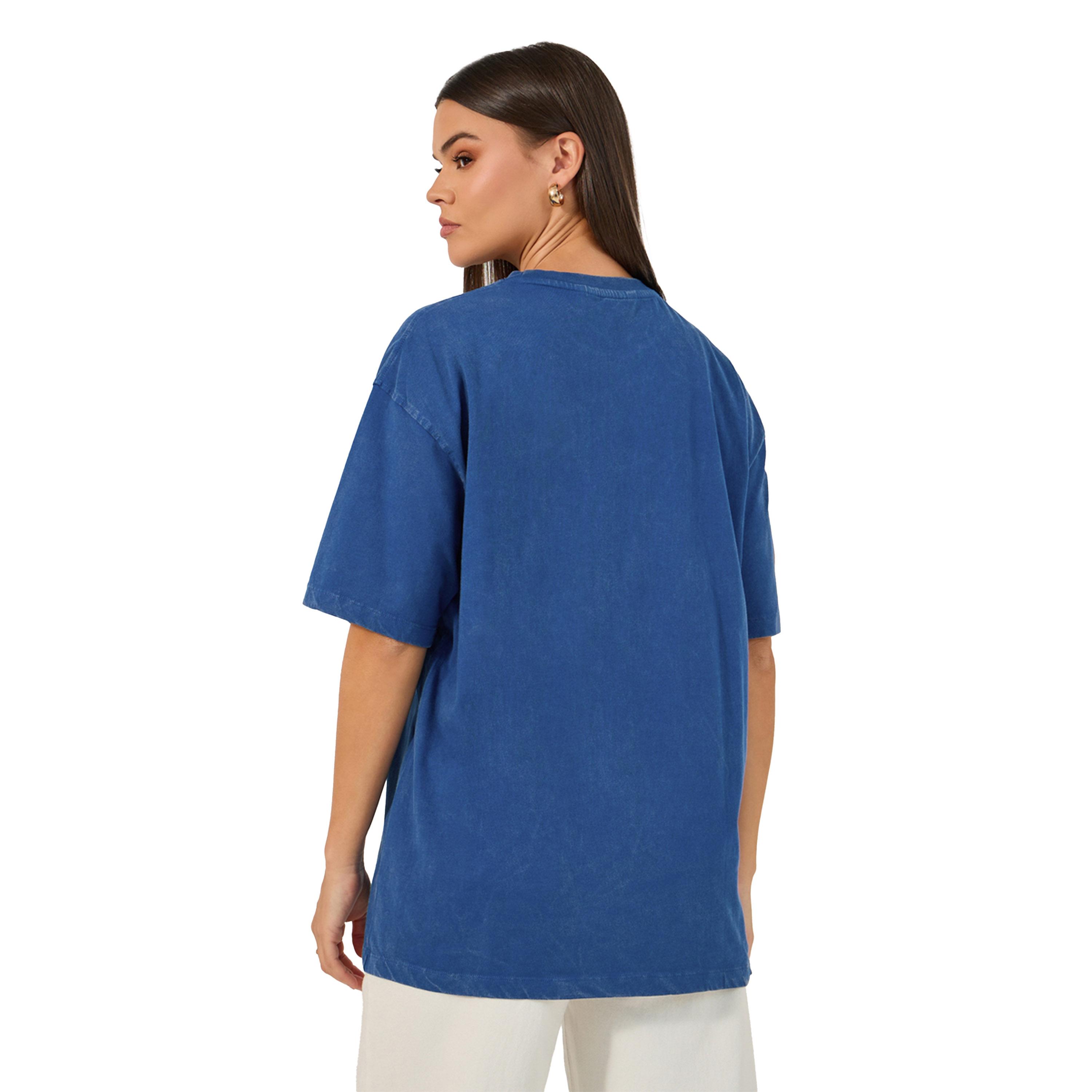 ستايلي - تي شيرت مقاس كبير برقبة دائرية وأكمام قصيرة مطبوع عليه-women-clothing-tshirts-image-4