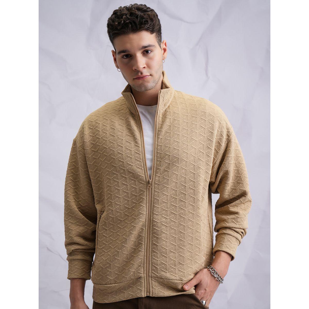 سويت شيرت بتفاصيل بارزة الملمس وسحَّاب غلق هايلاندر × ستايلي-men-winterwear-hoodiesandsweatshirts-image-1