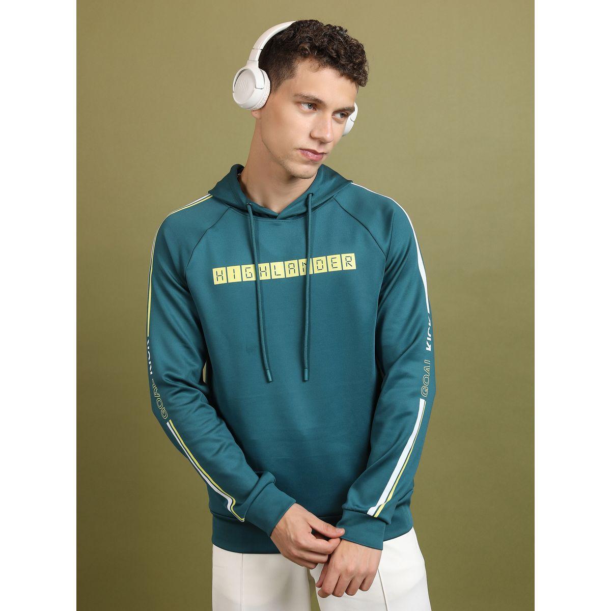 هودي مطبع بأكمام ريجلان وأربطة هايلاندر × ستايلي-men-winterwear-hoodiesandsweatshirts-image-1