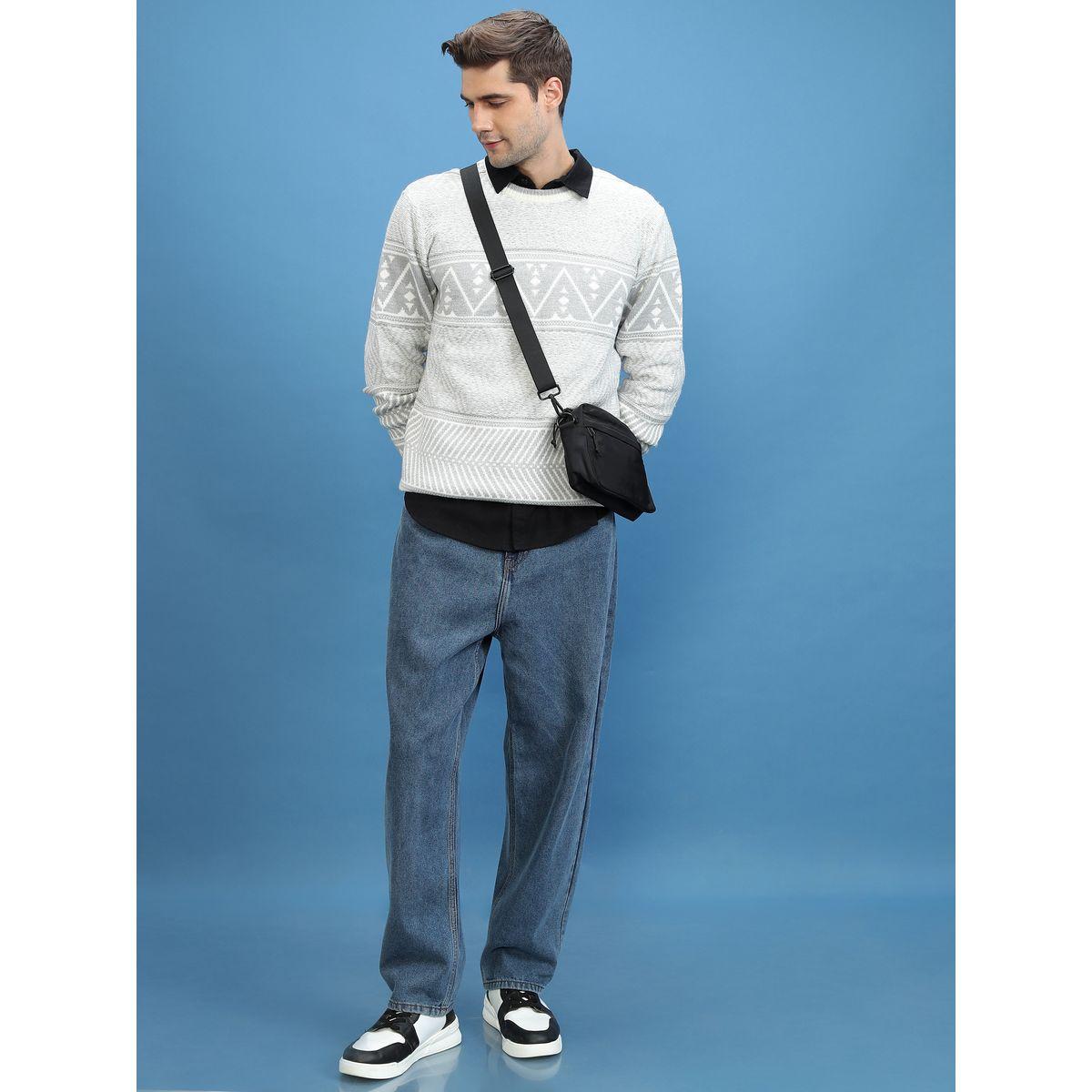 سويتر محبوك بأنماط هندسية هايلاندر × ستايلي-men-clothing-sweatersandpullovers-image-1
