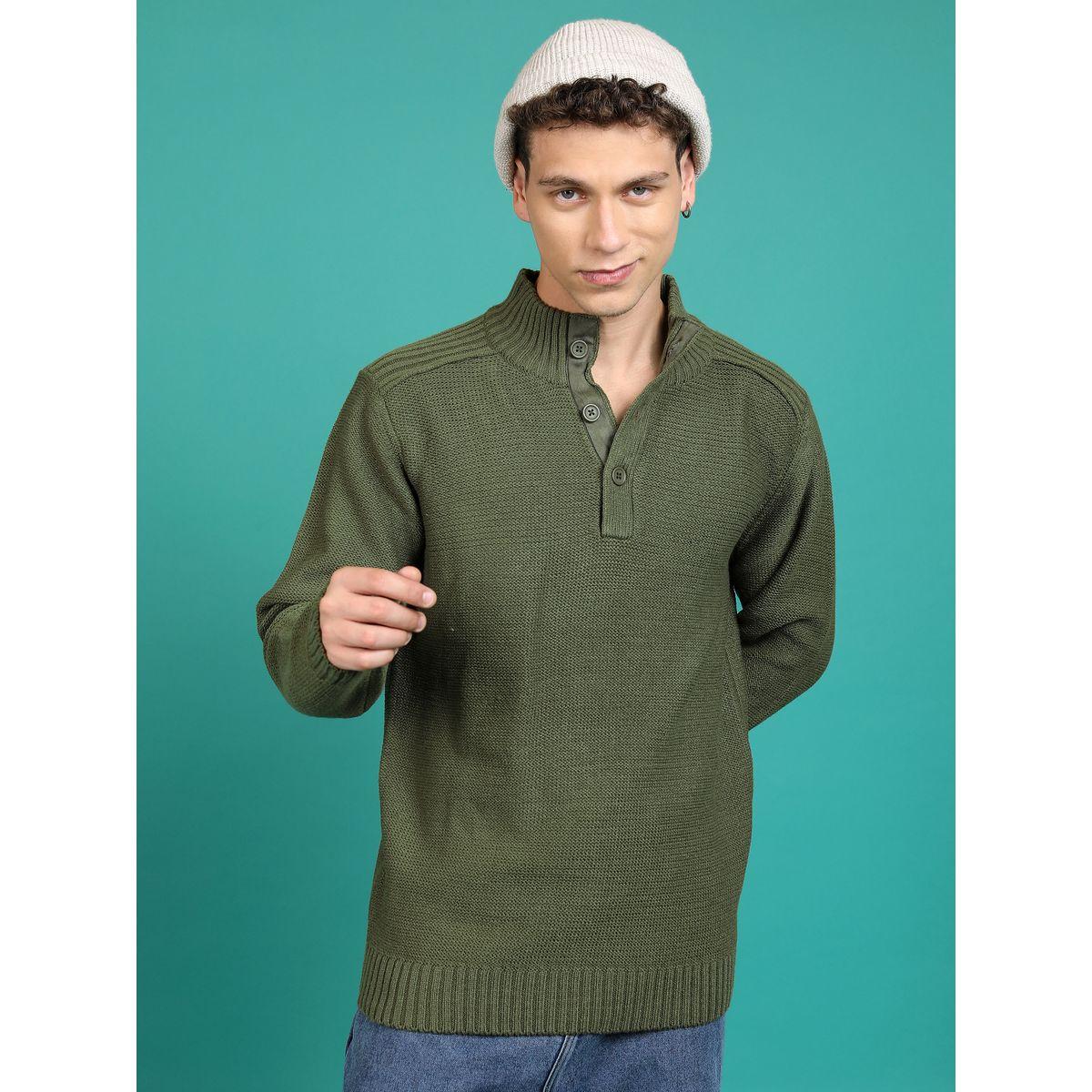 Highlander X Styli  High Neck Knit Sweater with Button Placket-men-clothing-sweatersandpullovers-image-1