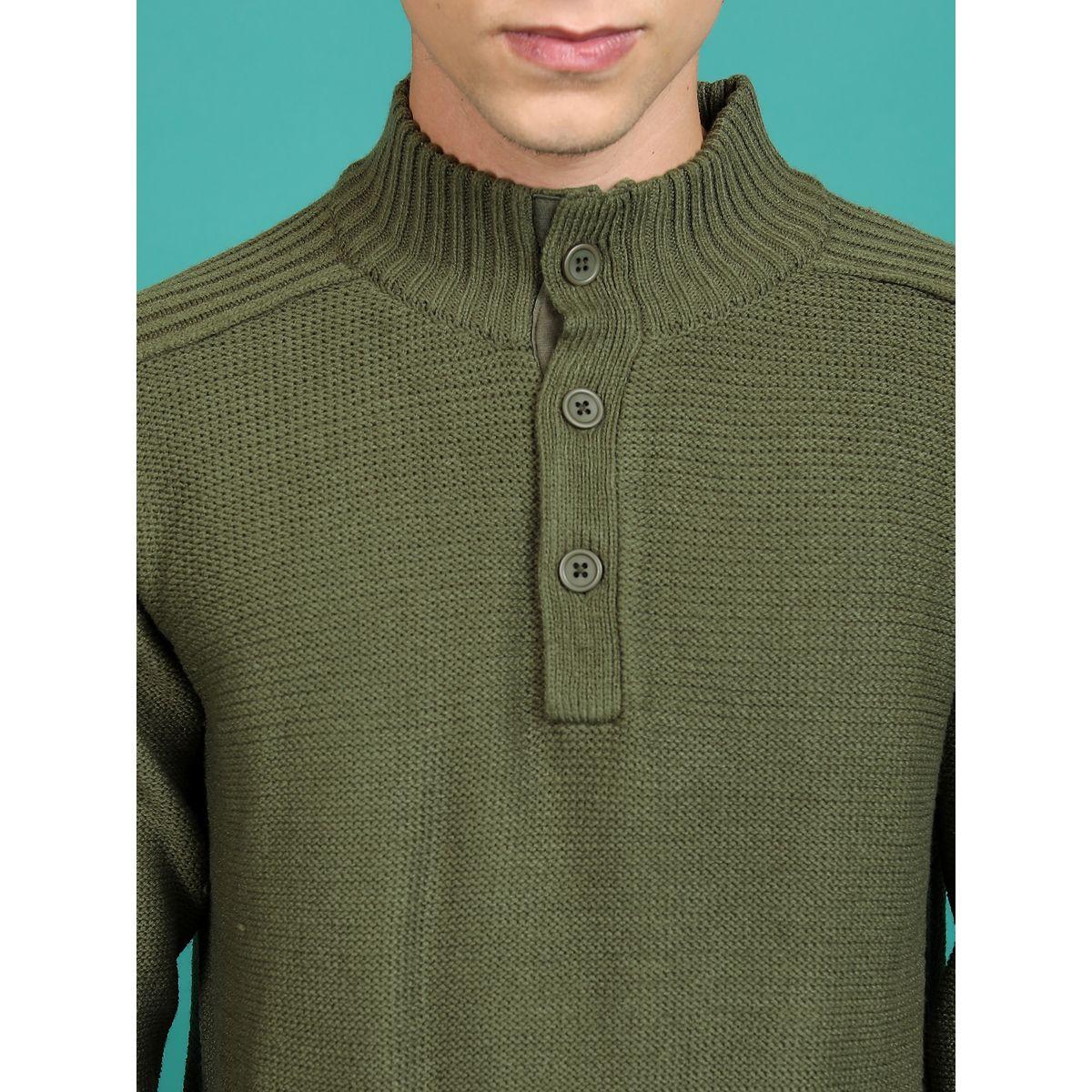 Highlander X Styli  High Neck Knit Sweater with Button Placket-men-clothing-sweatersandpullovers-image-2