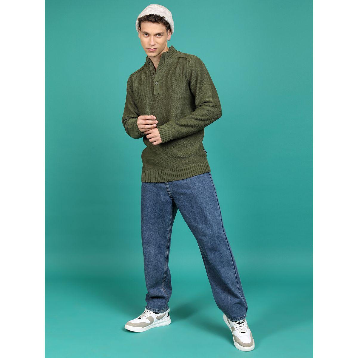 Highlander X Styli  High Neck Knit Sweater with Button Placket-men-clothing-sweatersandpullovers-image-4