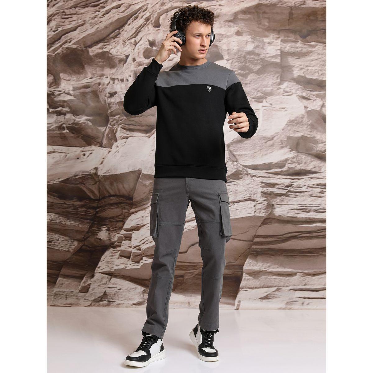 سويت شيرت بنمط كتل الالوان مع شارة كيتش × ستايلي-men-winterwear-hoodiesandsweatshirts-image-4