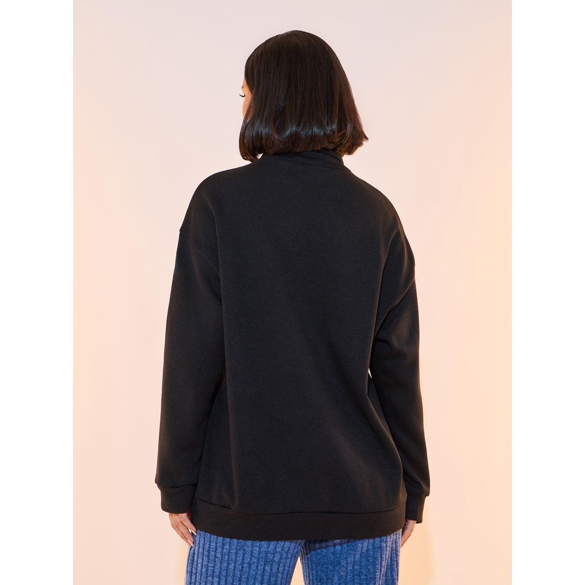 Take Two Slogan Print Drop Shoulder Half-Zipper Sweatshirt-women-winterwear-hoodiesandsweatshirts-sweatshirts-image-5