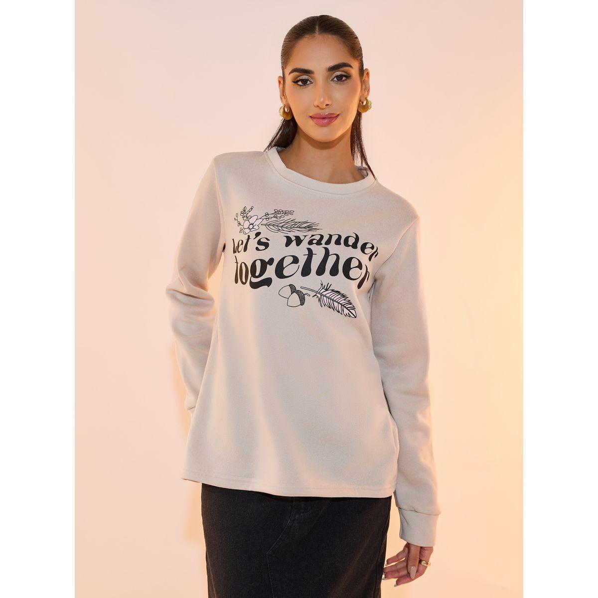 سويت شيرت بقصة عادية وطبعة جرافيك-women-winterwear-hoodiesandsweatshirts-sweatshirts-image-1