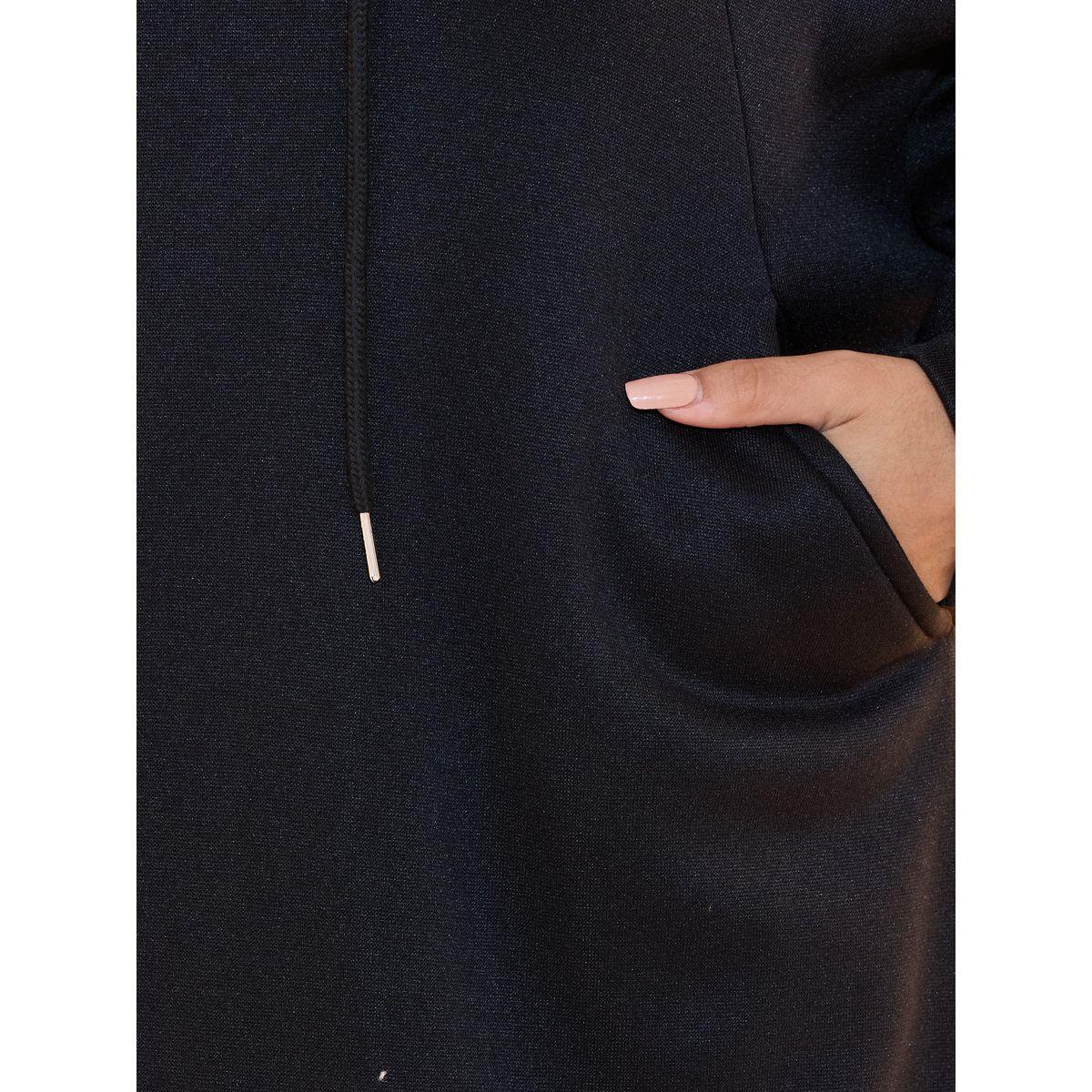 Take Two Solid Drop Shoulder Hooded Sweatshirt Midi Dress-women-clothing-dresses-image-3