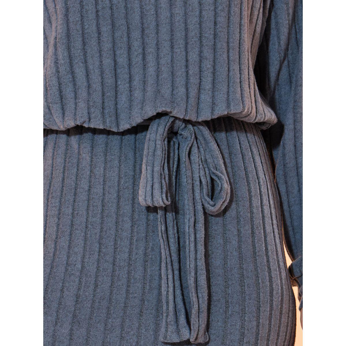 فستان ميدي بلوسون محبوك بتفاصيل مضلعة-women-clothing-dresses-image-3