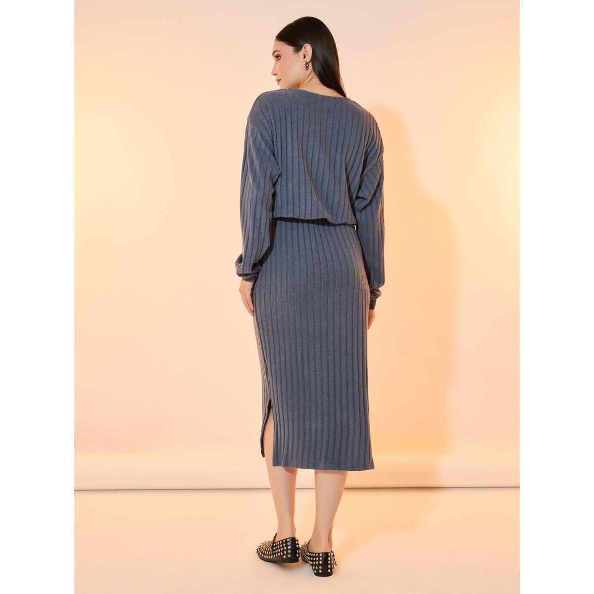 Take Two Textured Ribbed Knit Blouson Midi Dress-women-clothing-dresses-image-4
