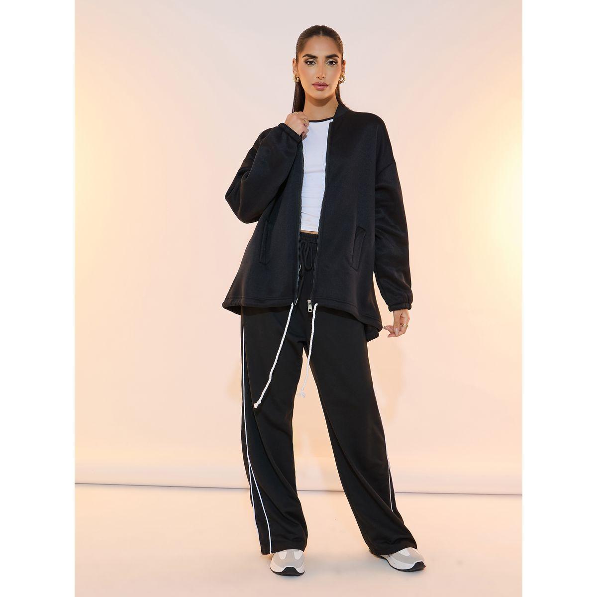 Take Two Solid Front Zipper Drawstring Hem Jacket-women-winterwear-coatsandjackets-jackets-image-3