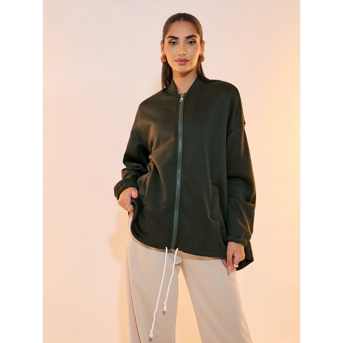 جاكيت سادة بسحَّاب غلق مع أربطة-women-winterwear-coatsandjackets-jackets-image-1