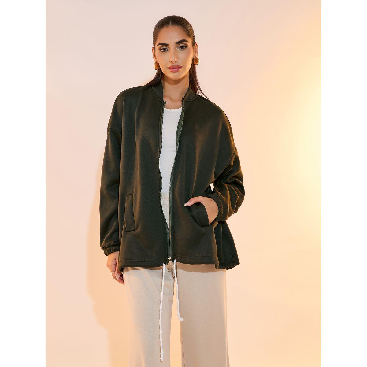 Take Two Solid Front Zipper Drawstring Hem Jacket-women-winterwear-coatsandjackets-jackets-image-2