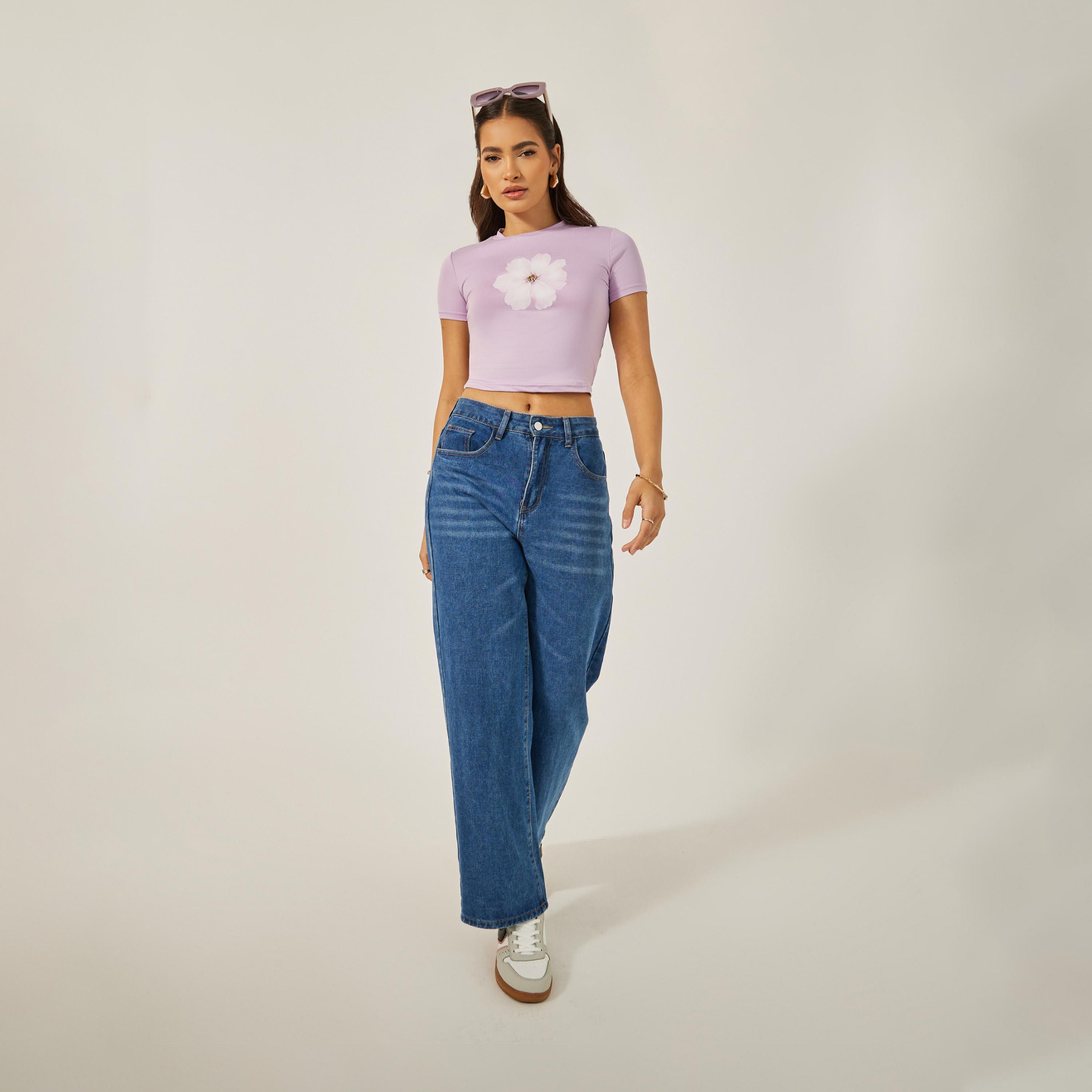 Styli Floral Graphic Print Fitted Crop T-Shirt-women-clothing-tshirts-image-2