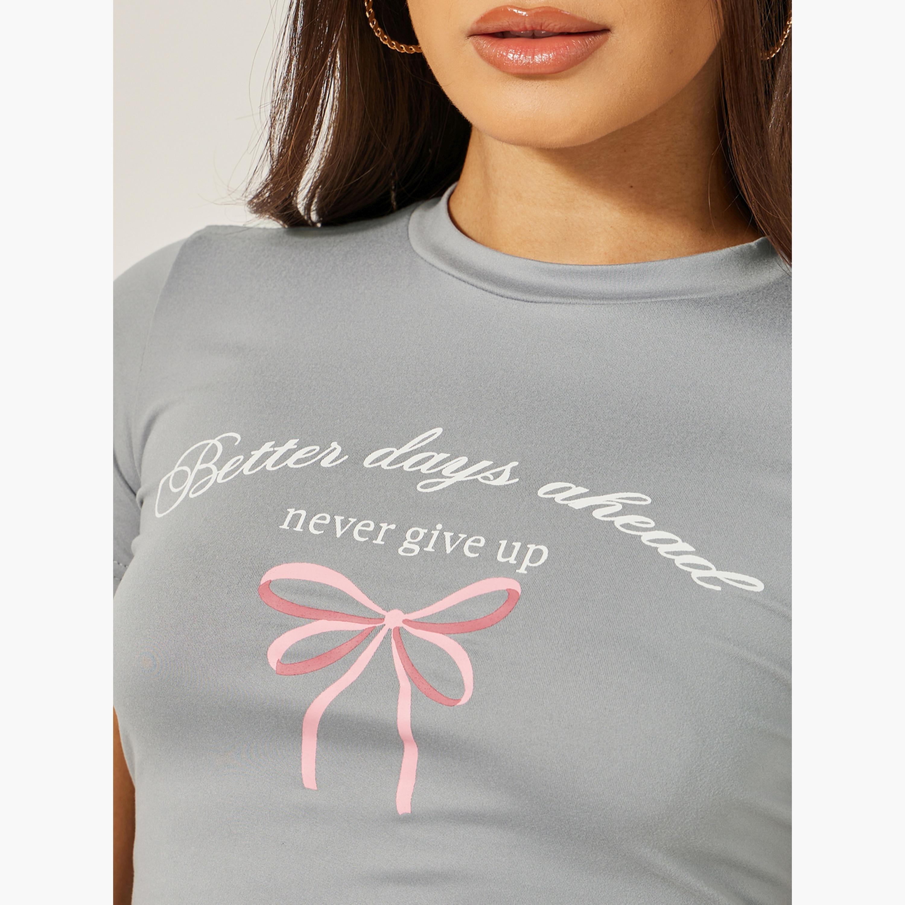 Styli Graphic Print Fitted Round Neck Crop T-Shirt-women-clothing-tshirts-image-3