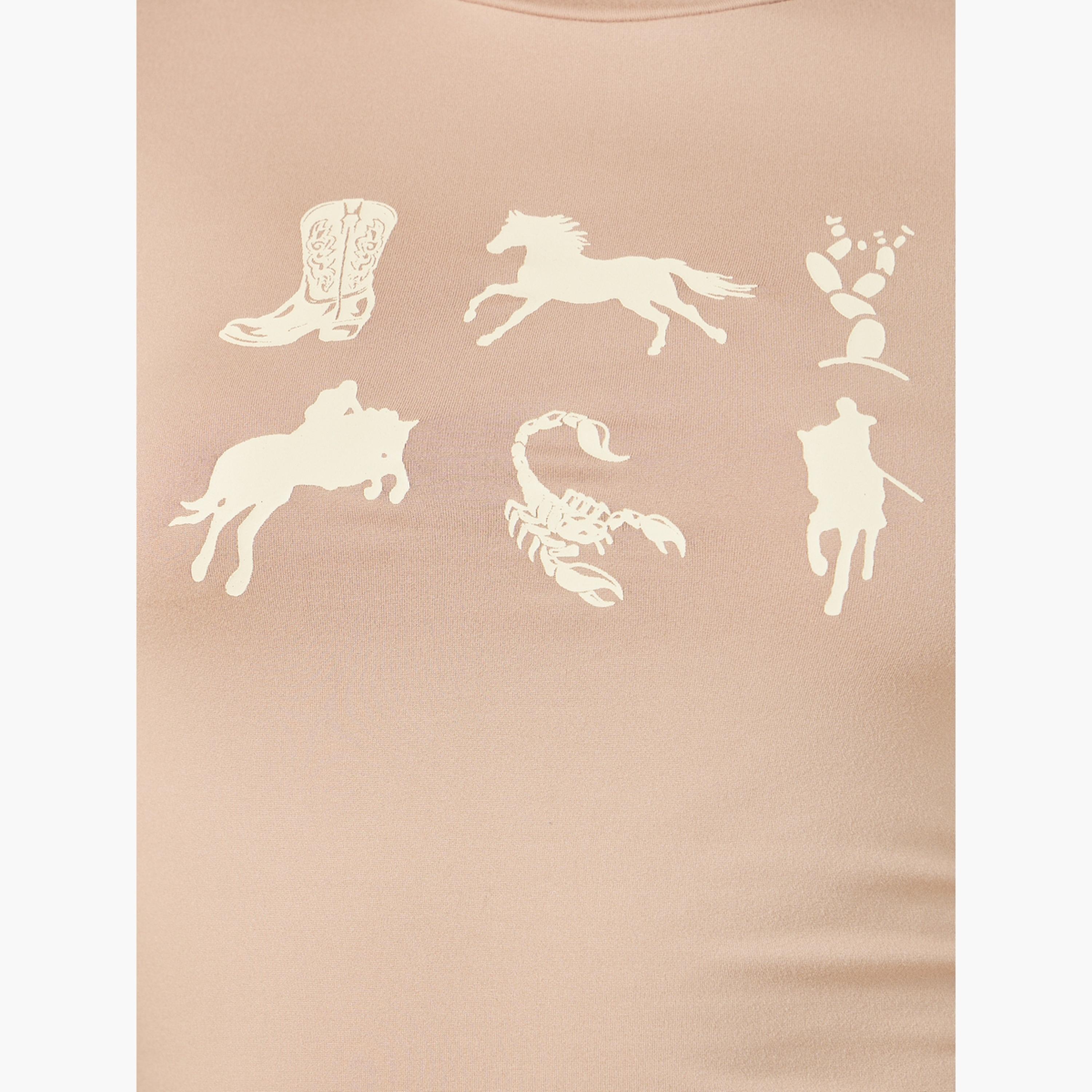 Styli Graphic Print Fitted Round Neck Crop T-Shirt-women-clothing-tshirts-image-4