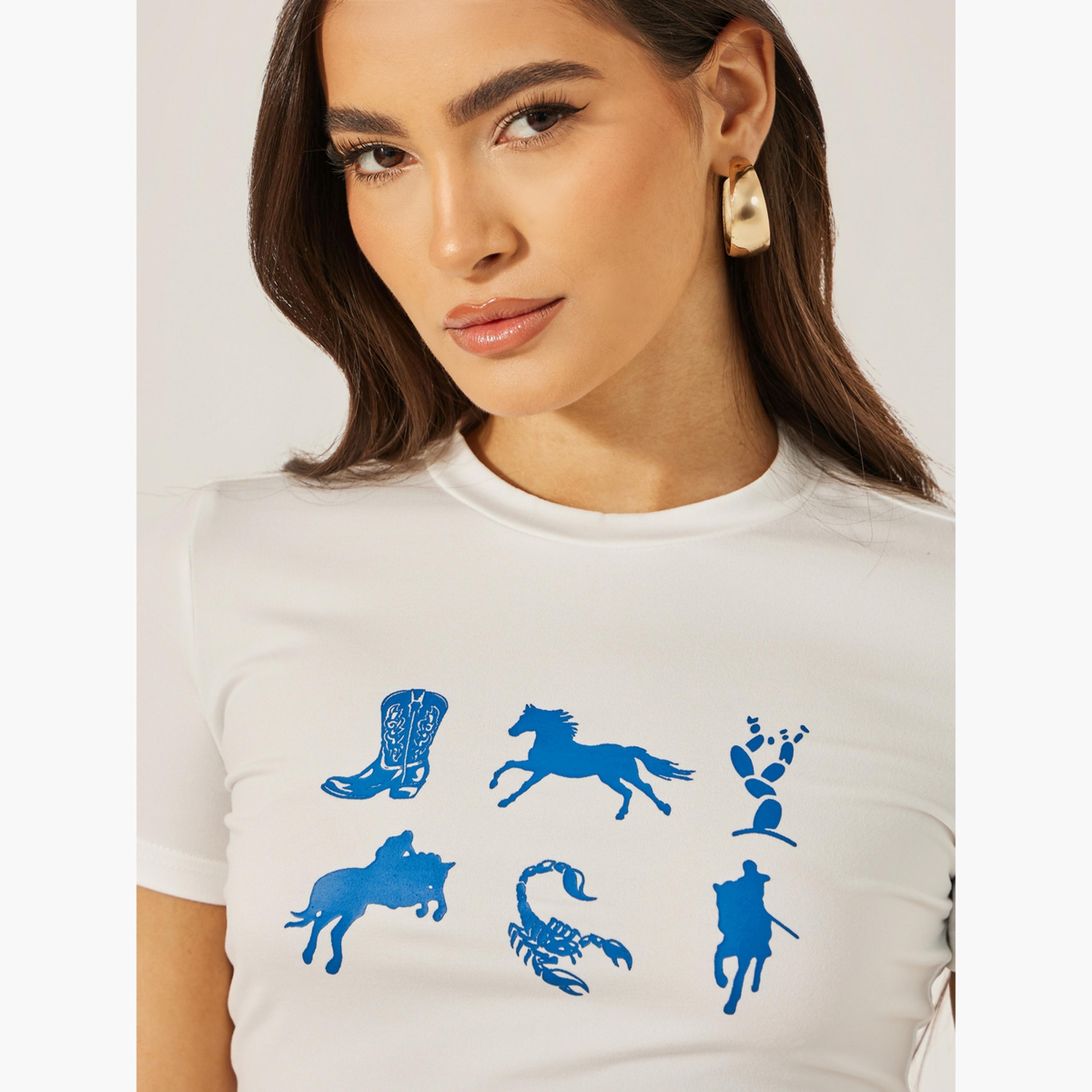 Styli Graphic Print Fitted Round Neck T-Shirt-women-clothing-tshirts-image-4