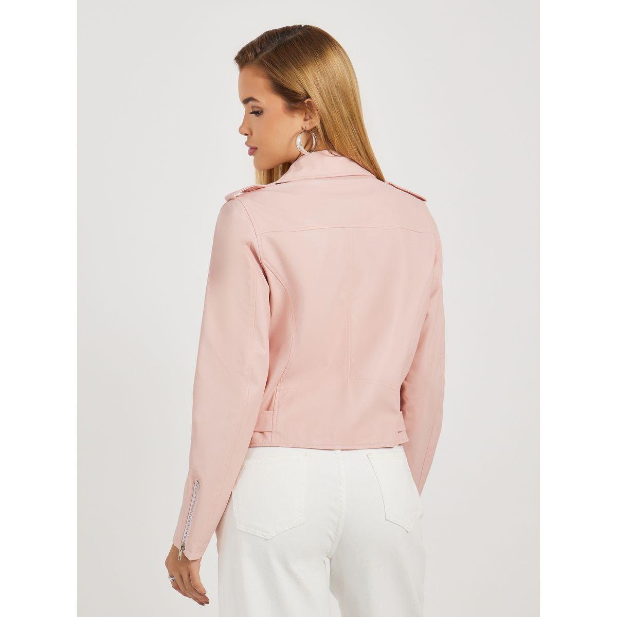 Styli Regular Fit Short Length Leather Look Biker Jacket-women-winterwear-coatsandjackets-jackets-image-5