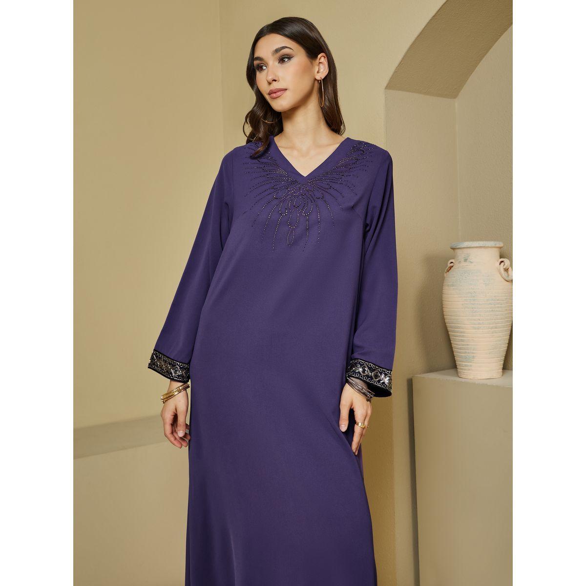 أميرة x ستايلي جلابية منمقة بتفاصيل بارزة الملمس-women-arabicclothing-jalabiyas-image-3