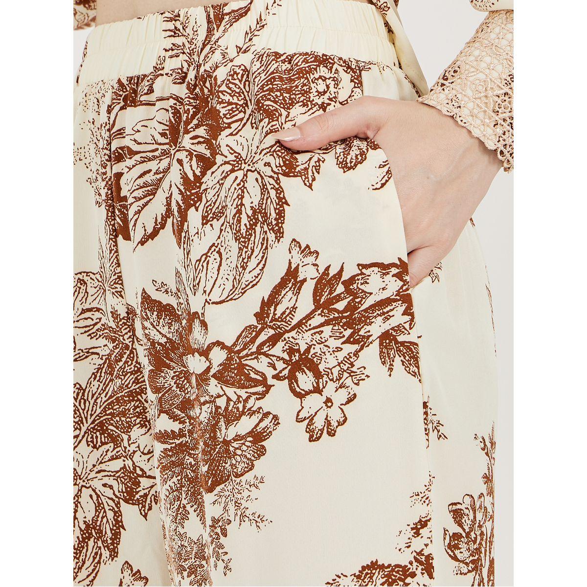 Amirah X Styli All Over Print Lace Insert Shirt & Straight Leg Pants Modest Set-women-clothing-coordsets-image-5