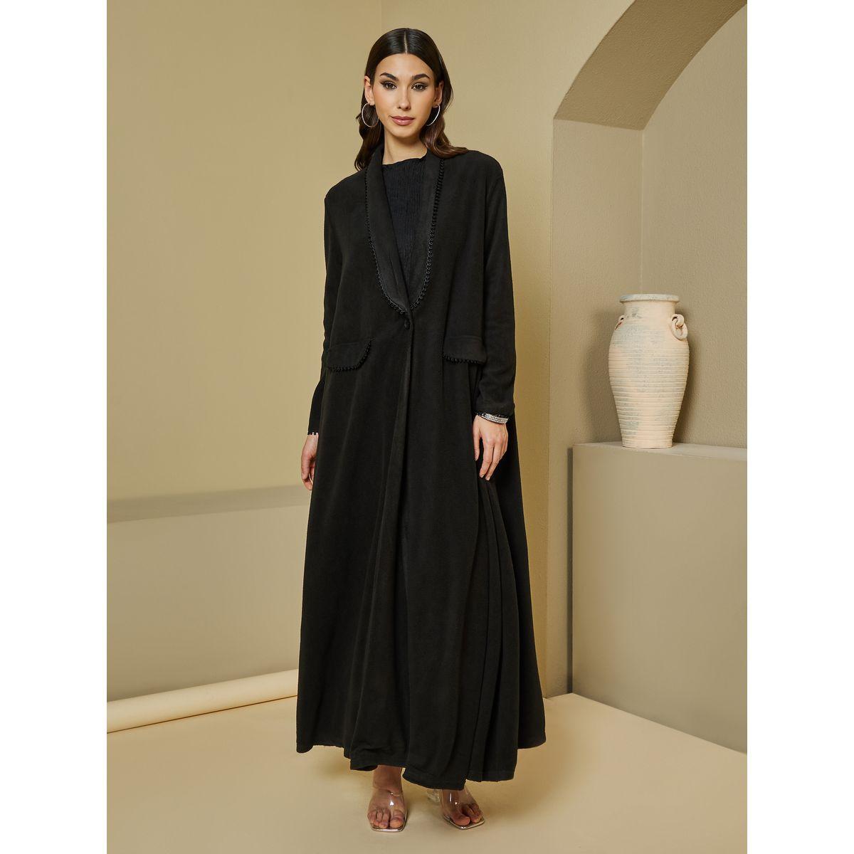 عباية بمظهر الصوف مع تفاصيل دانتيل-women-arabicclothing-abayas-image-3
