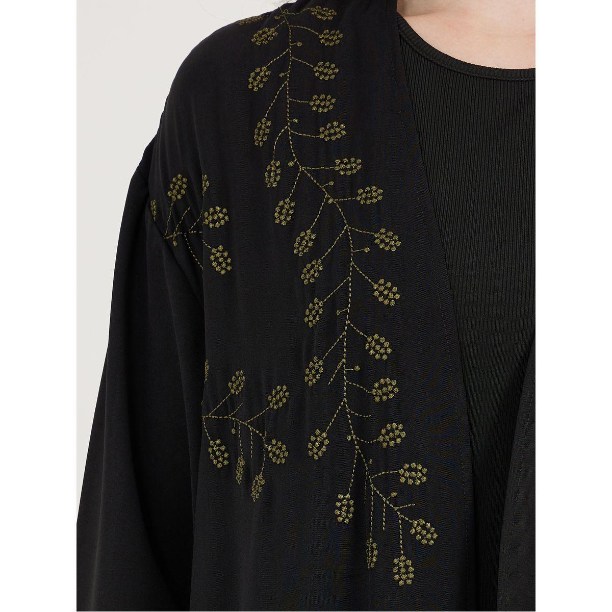 Styli Embroidered Panel Crepe Abaya-women-arabicclothing-abayas-image-3