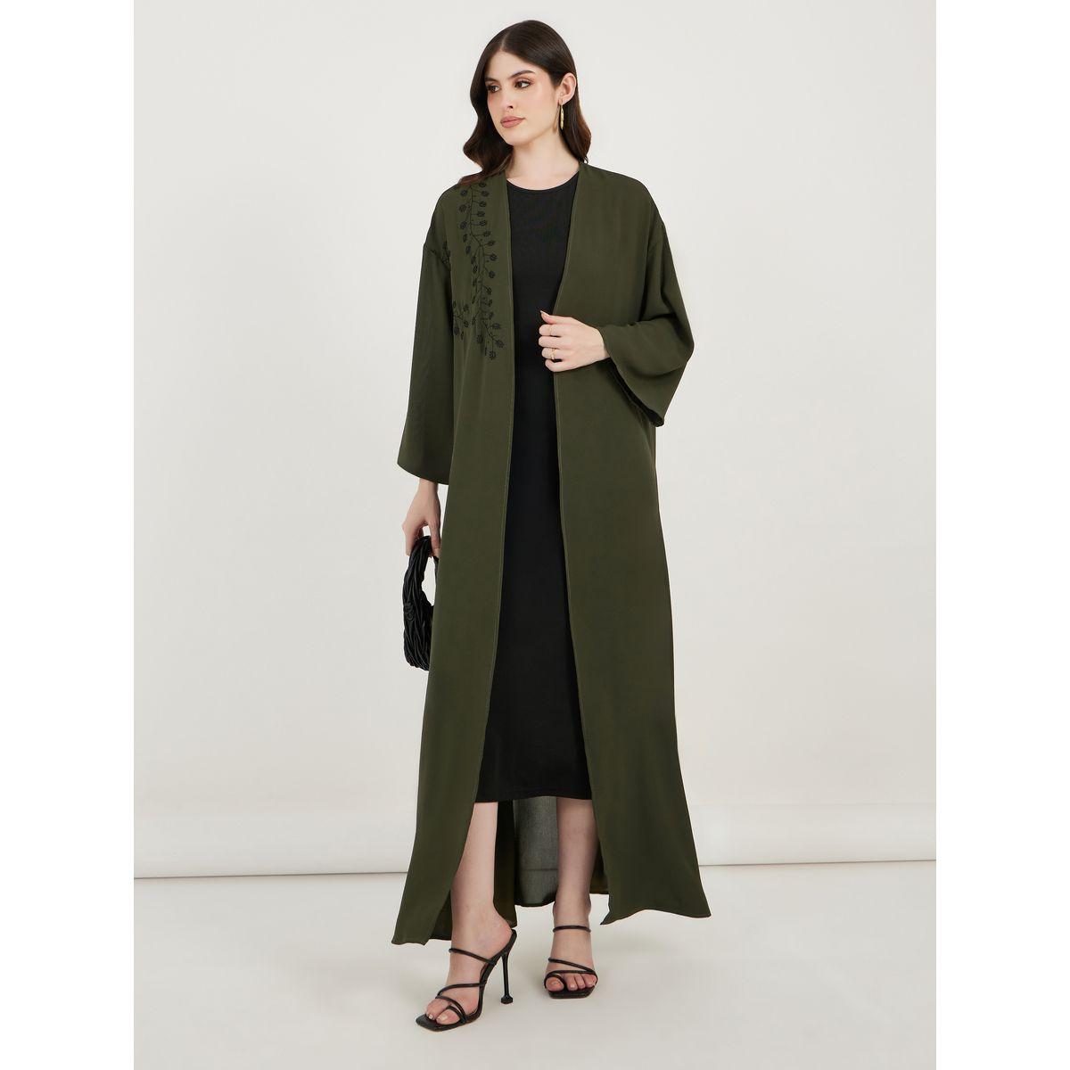 Styli Embroidered Panel Crepe Abaya-women-arabicclothing-abayas-image-3
