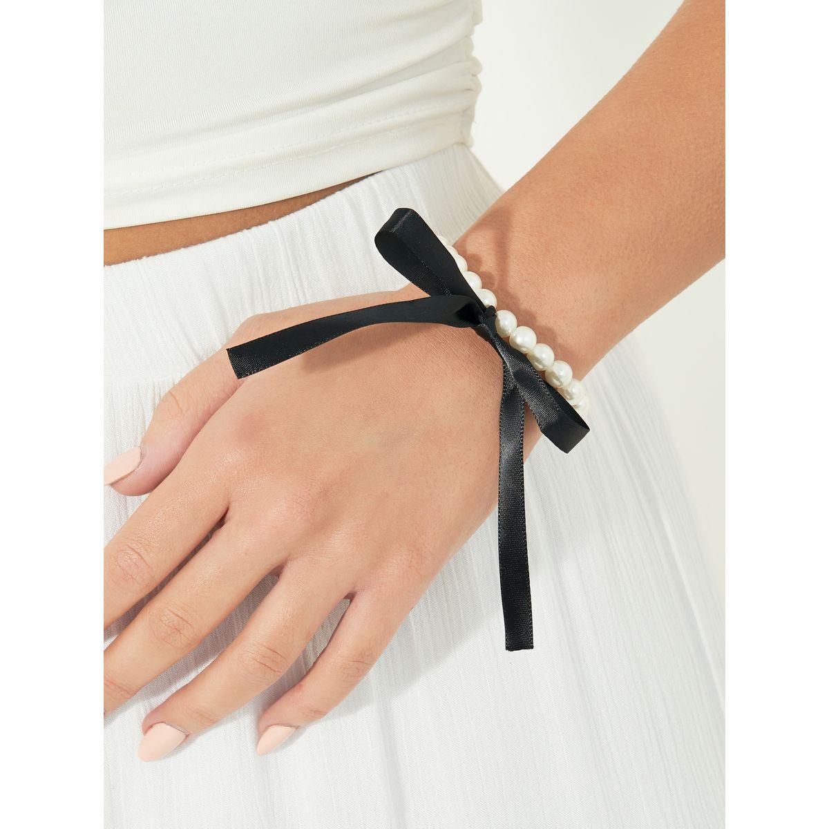 Styli Faux Pearl Ribbon Bracelet-women-watchesandjewellery-jewellery-banglesandbracelets-image-1