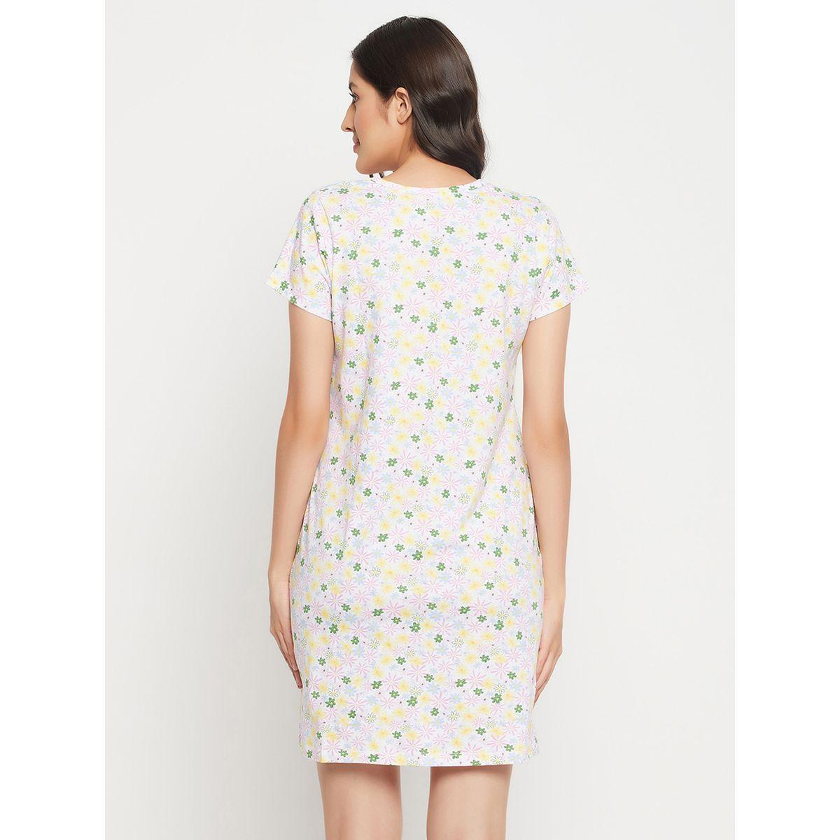 قميص نوم قطن مطبع بزهور مع أزرار كلوفيا × ستايلي-women-clothing-nightwear-nighties-image-6