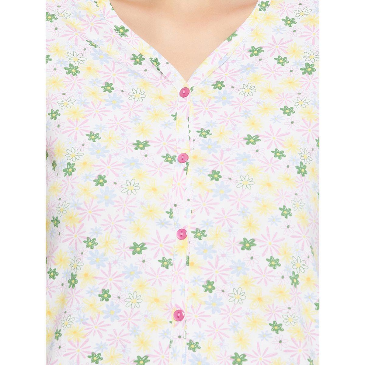 قميص نوم قطن مطبع بزهور مع أزرار كلوفيا × ستايلي-women-clothing-nightwear-nighties-image-7