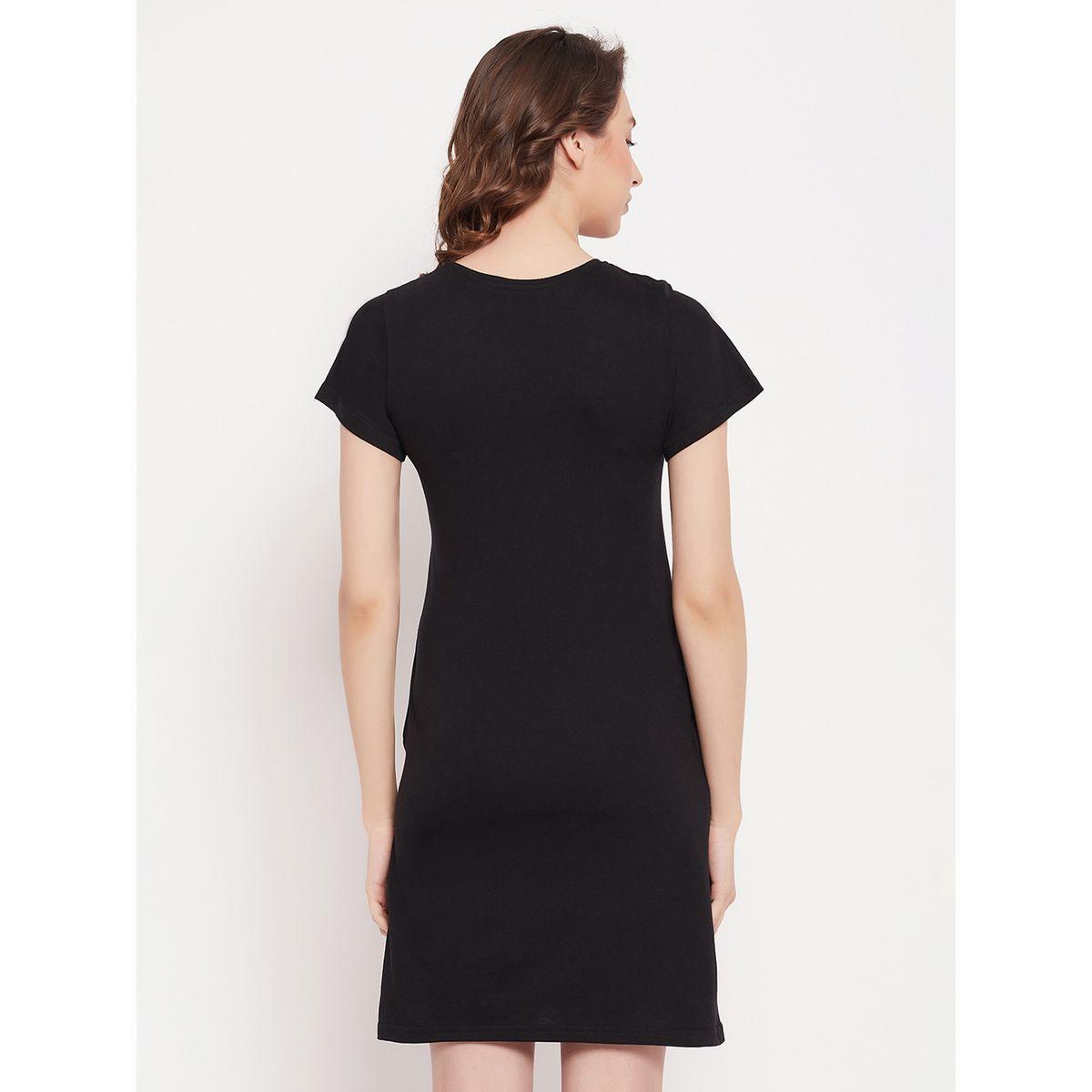 قميص نوم قطن مطبع بطبعة كتابة كلوفيا × ستايلي-women-clothing-nightwear-nighties-image-4